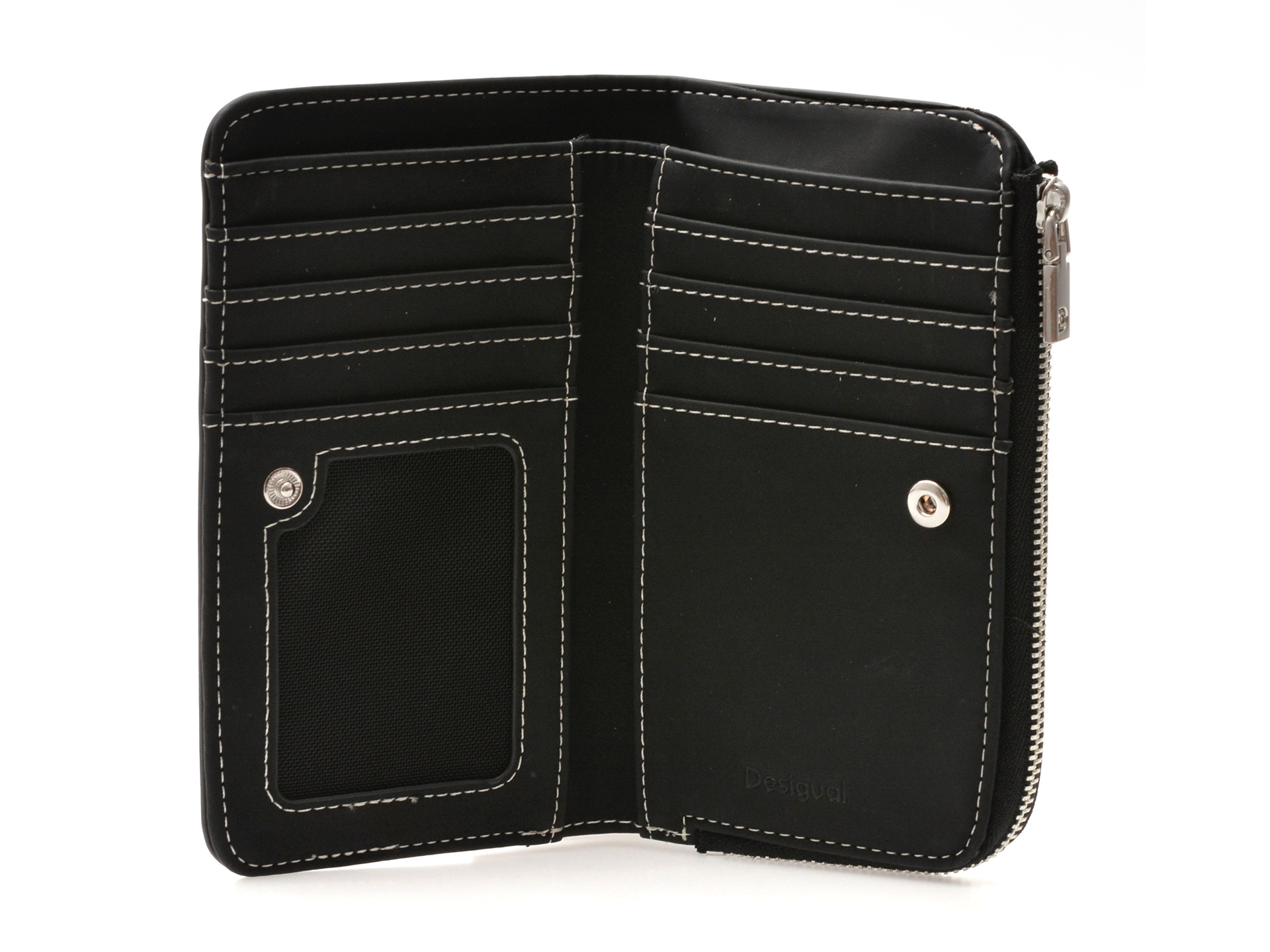 Portofel DESIGUAL negru, WAYP44, din piele ecologica