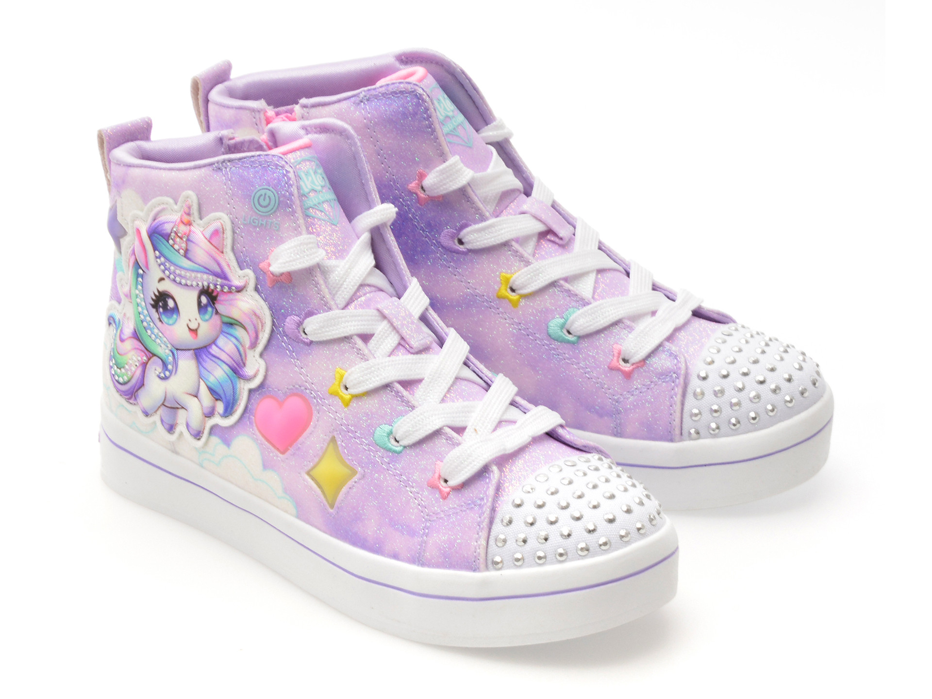 Ghete SKECHERS mov, TWI-LITES 2.0, din piele ecologica