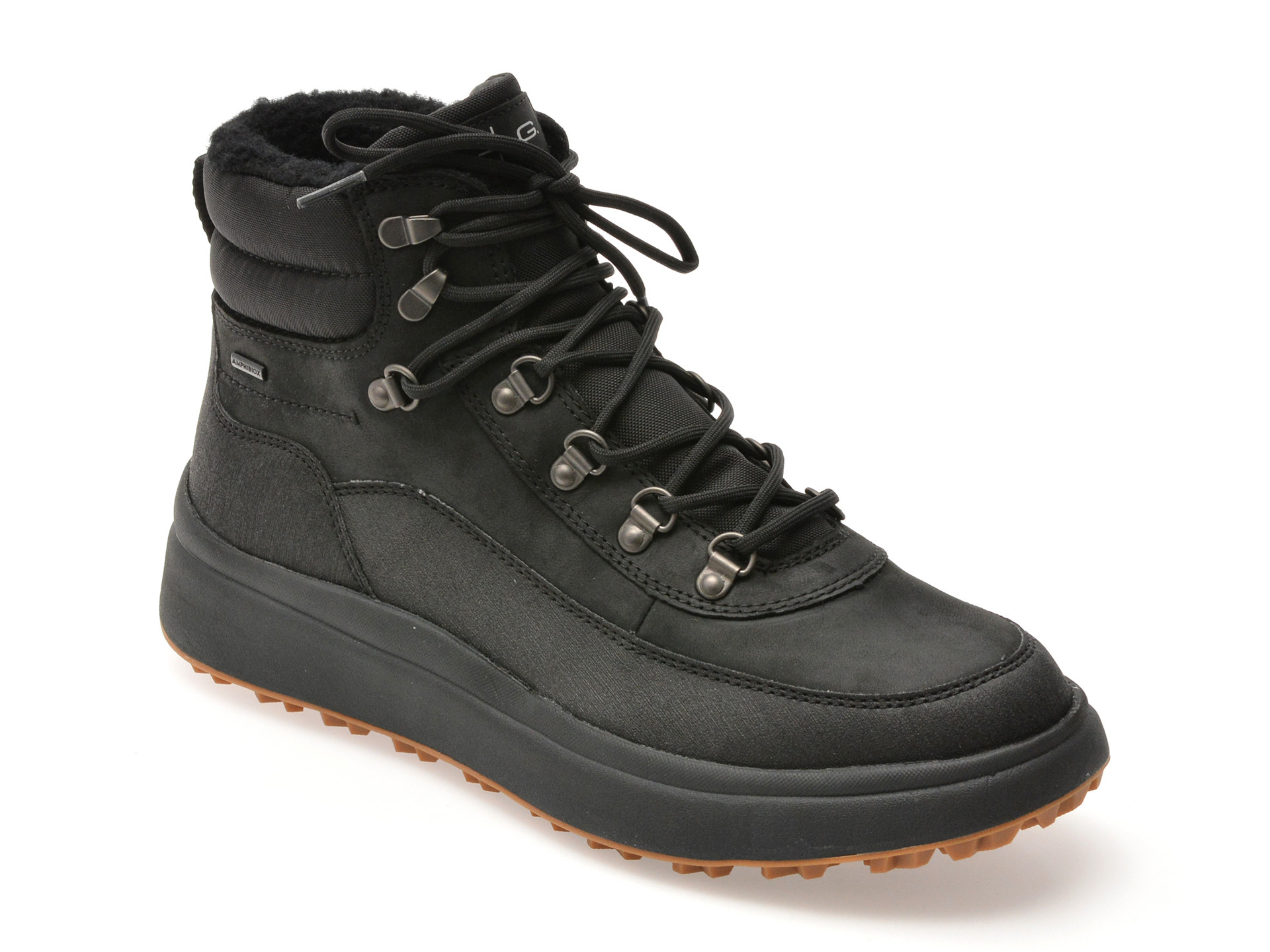 Ghete GEOX negre, U46FZD, din piele naturala