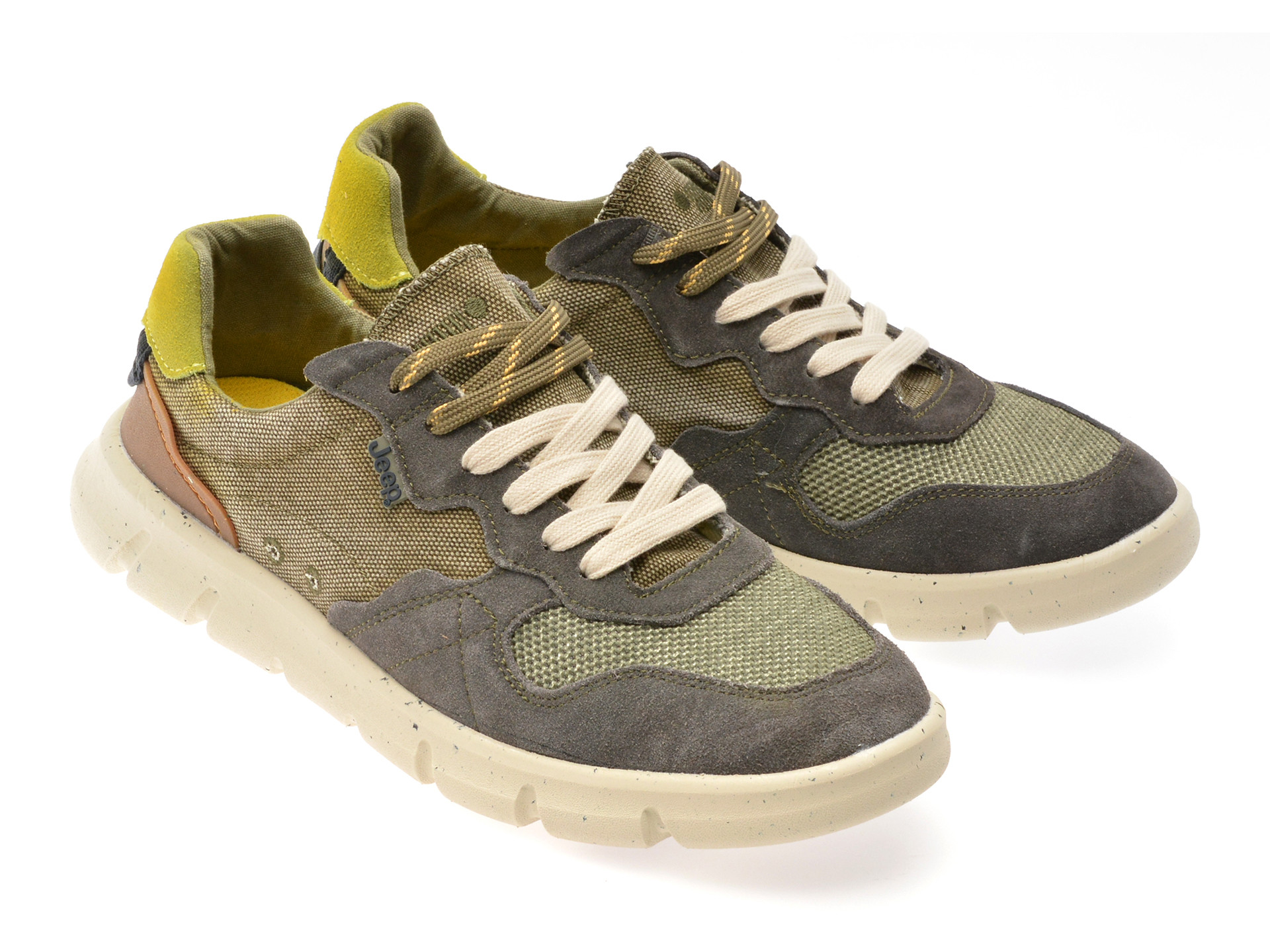 Pantofi sport JEEP kaki, M51004A, din material textil