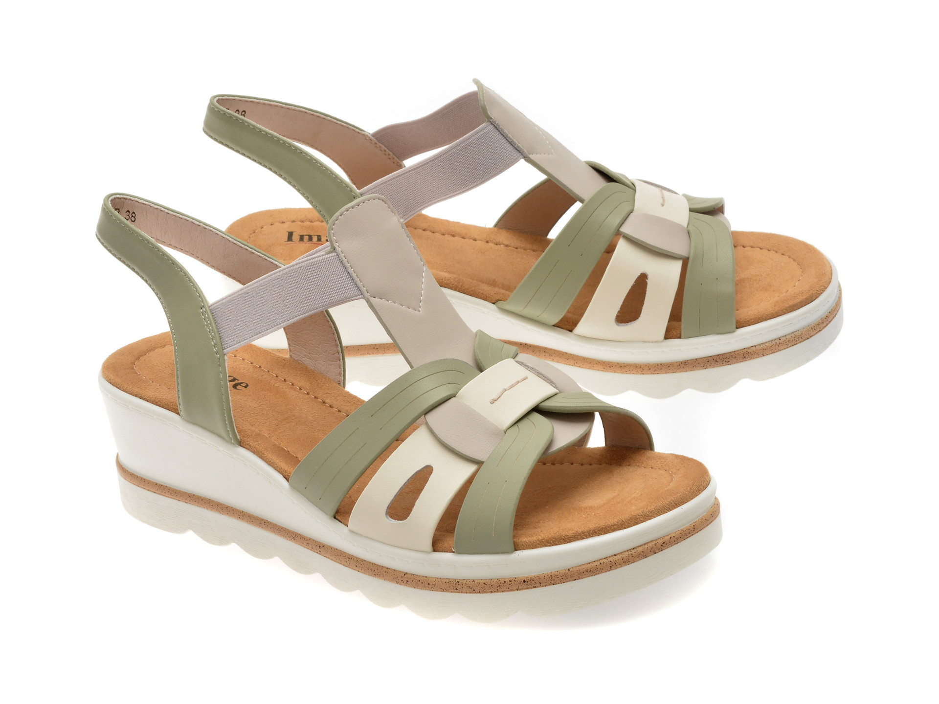 Sandale IMAGE verzi, 1152H15, din piele naturala