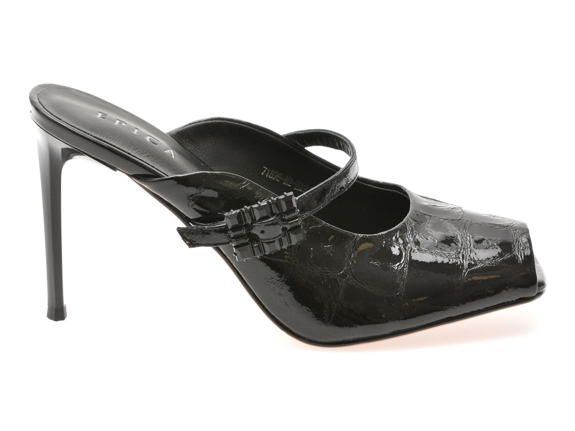 Papuci EPICA negri, 71896, din piele naturala lacuita