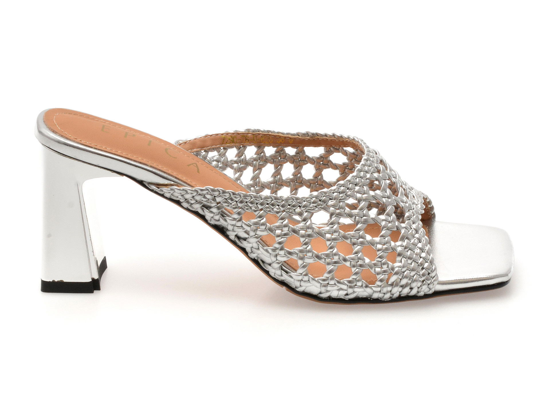 Papuci EPICA argintii, 7290, din piele ecologica