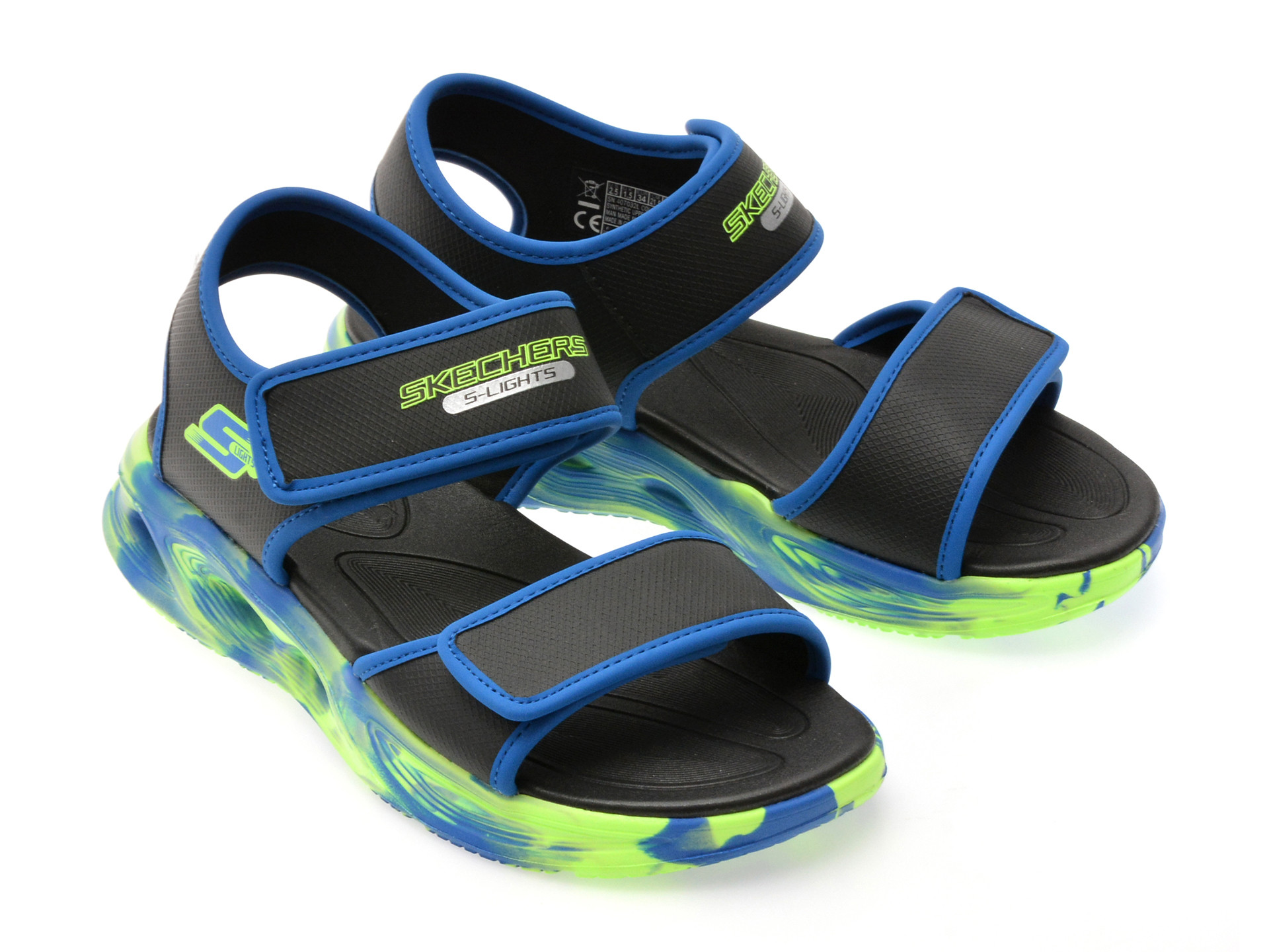 Sandale SKECHERS negre, SOLA GLOW SANDAL, din piele ecologica