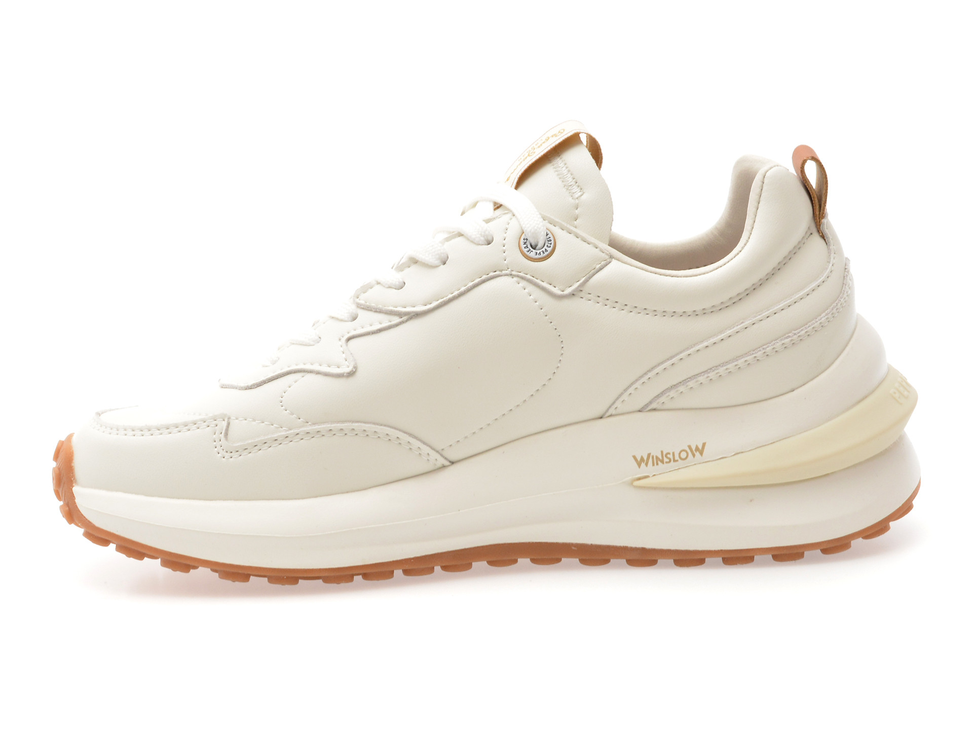 Pantofi sport PEPE JEANS albi, LS60014, din piele naturala