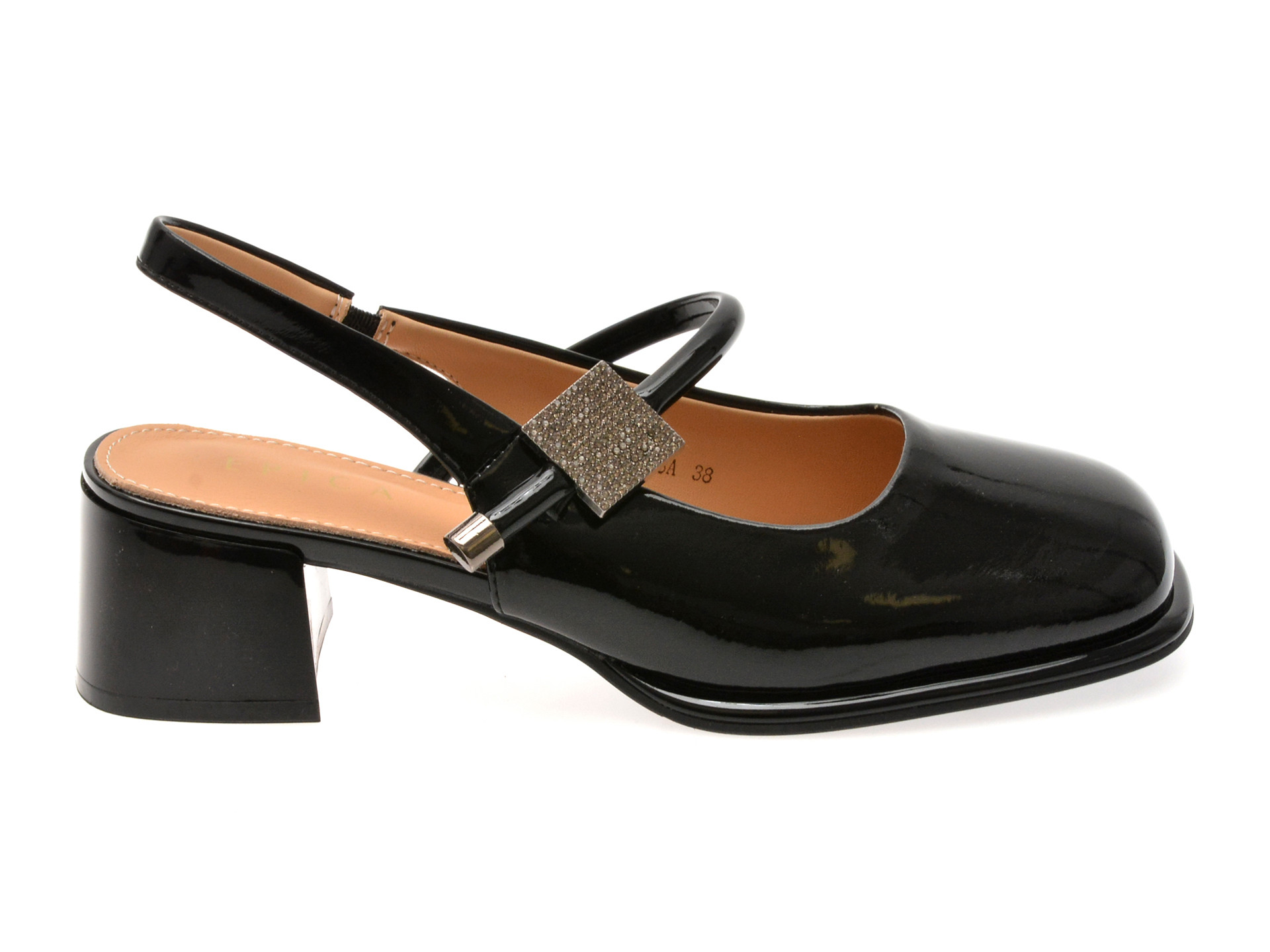 Pantofi EPICA negri, 201513, din piele naturala lacuita