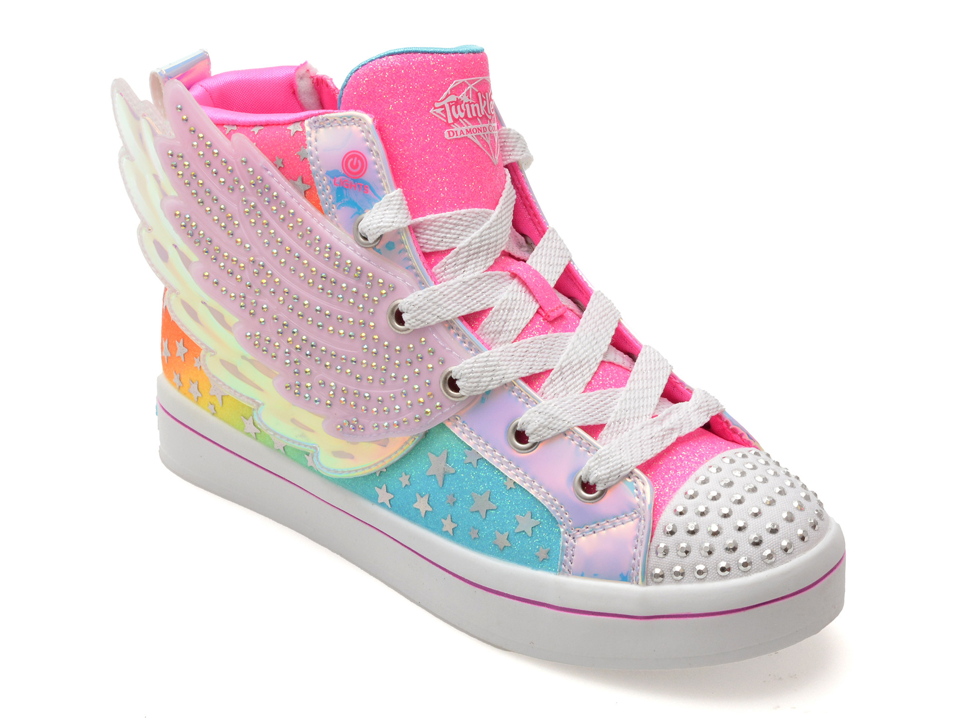 Ghete SKECHERS roz, TWI-LITES 2.0, din piele ecologica