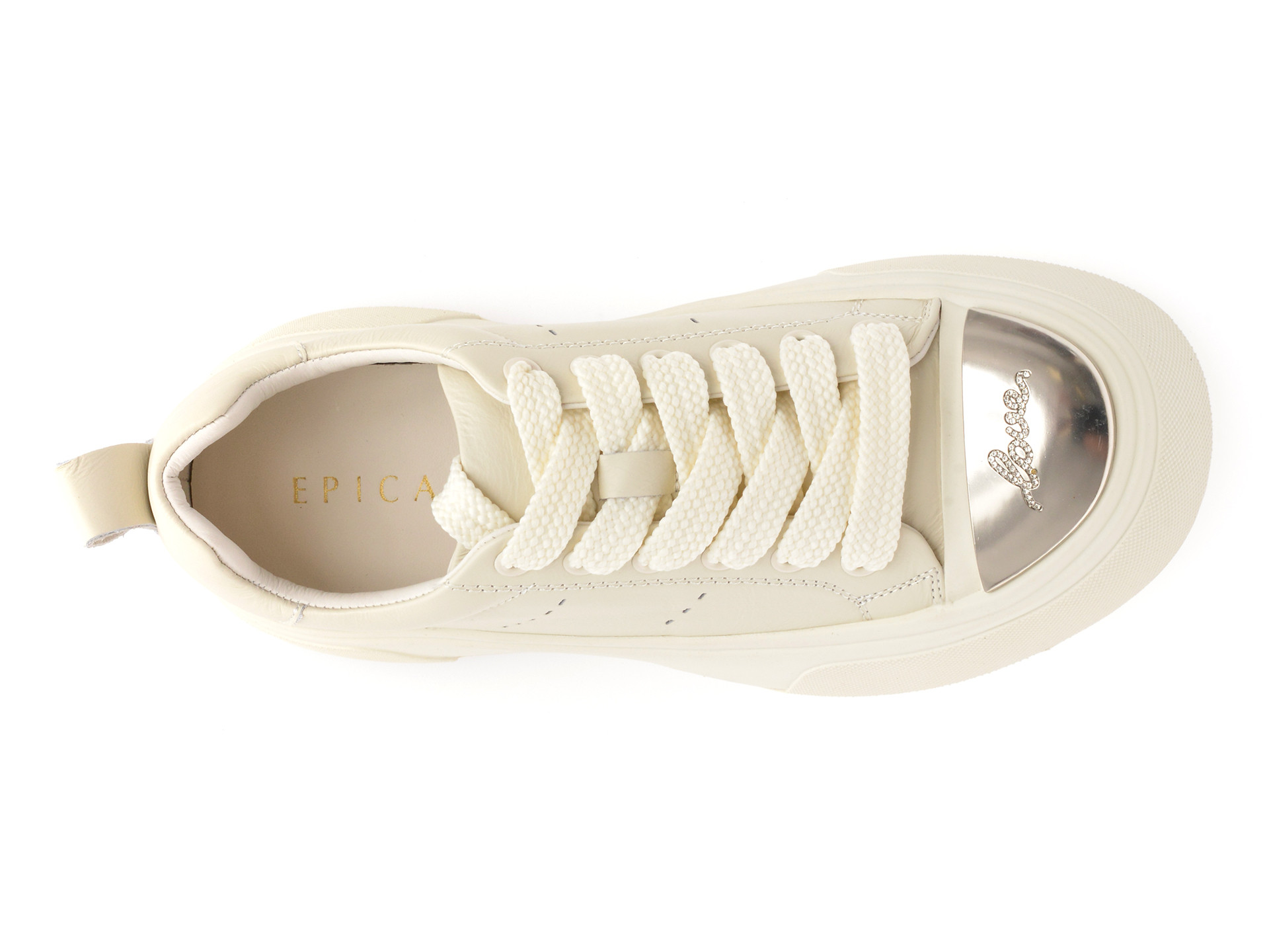 Pantofi sport EPICA albi, 28701, din piele naturala
