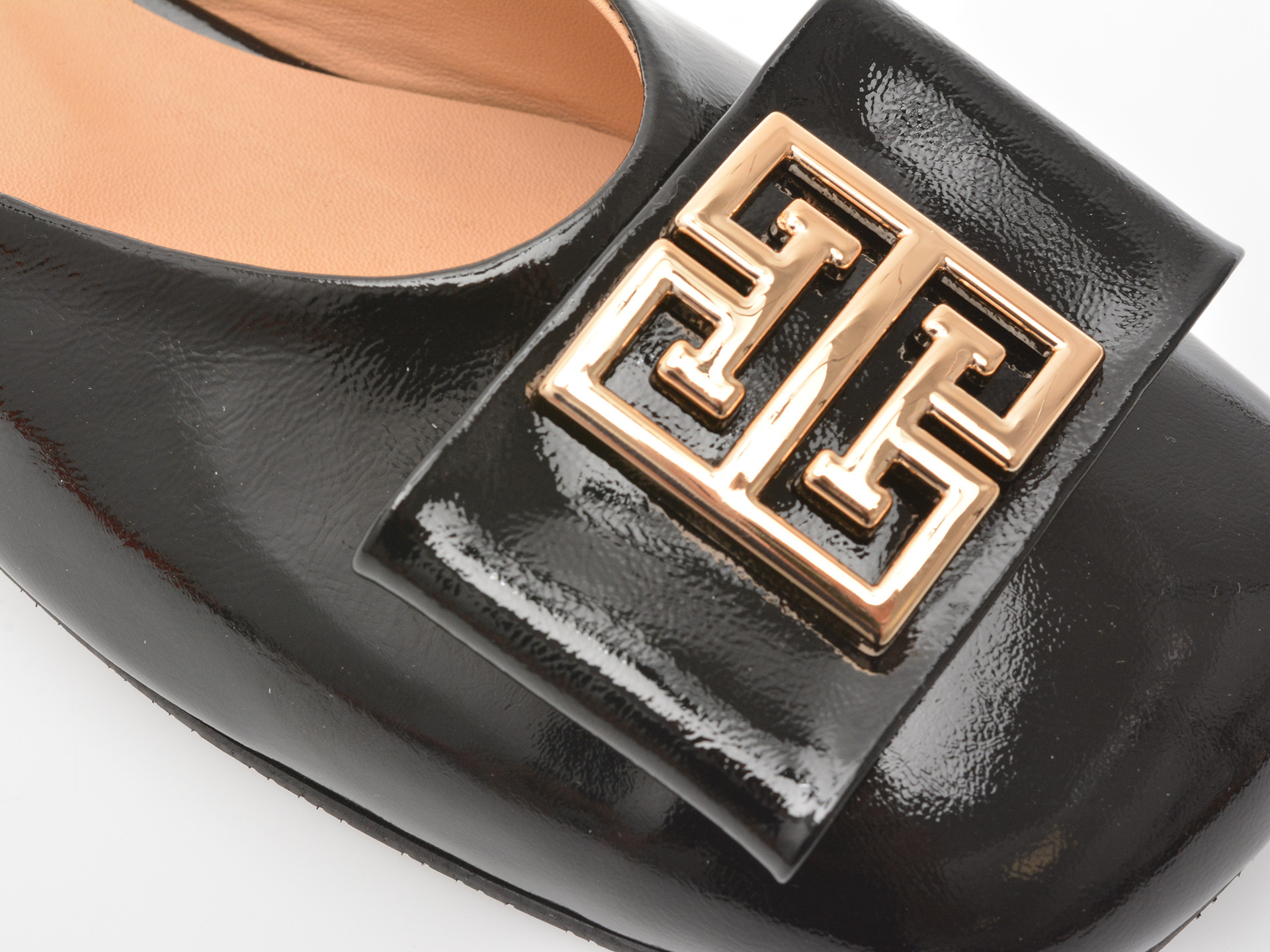 Papuci EPICA negri, 6296012, din piele naturala lacuita