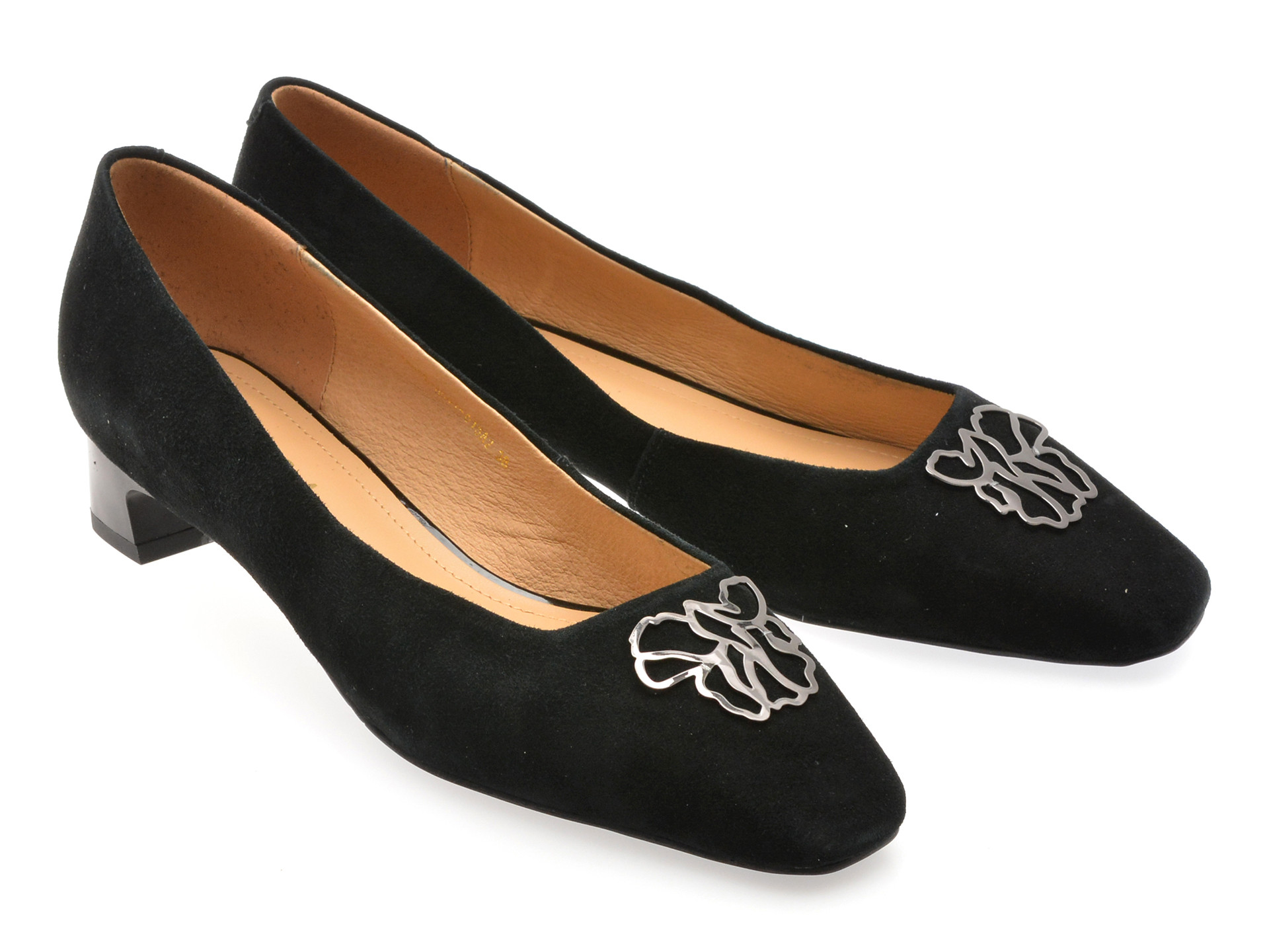 Balerini EPICA negri, 502807, din piele intoarsa