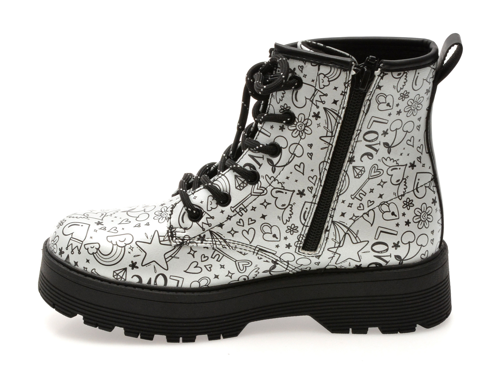 Ghete SKECHERS argintii, GRAVLEN HI, din piele ecologica