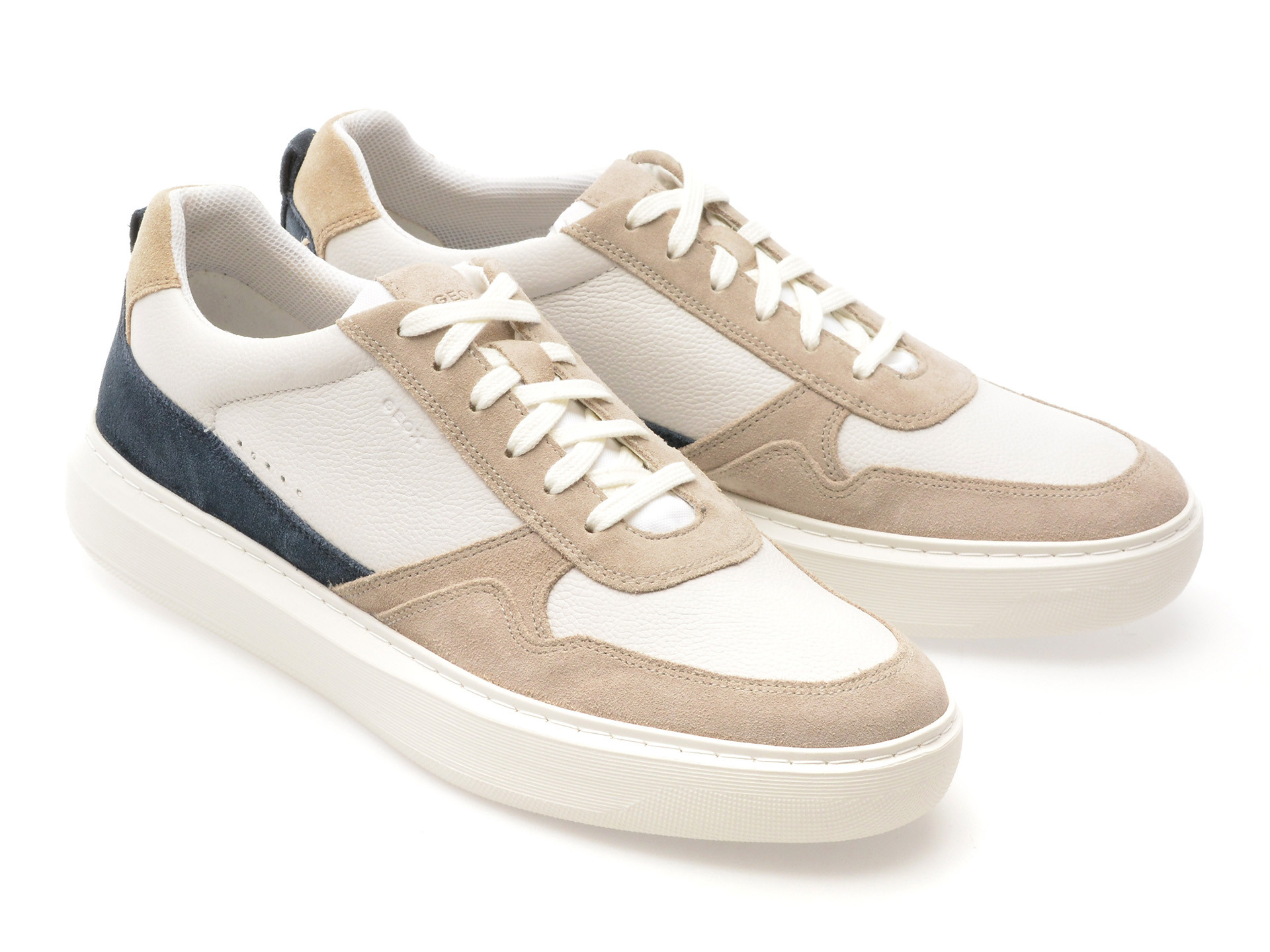 Pantofi sport GEOX albi, U465WA, din piele naturala