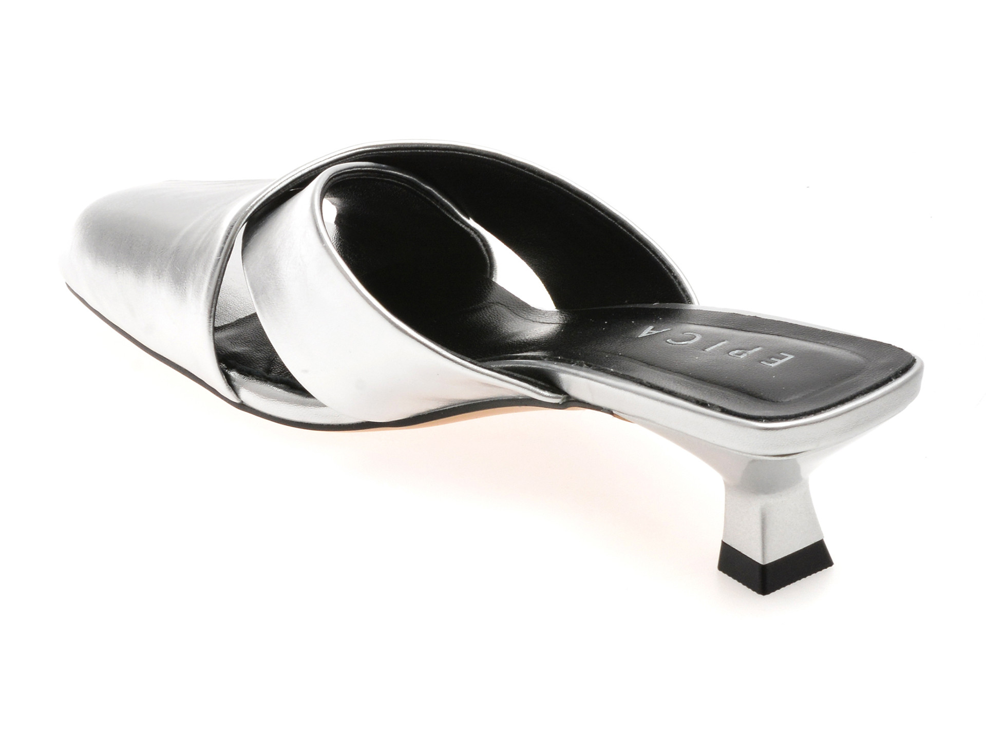 Papuci EPICA argintii, 2737, din piele naturala