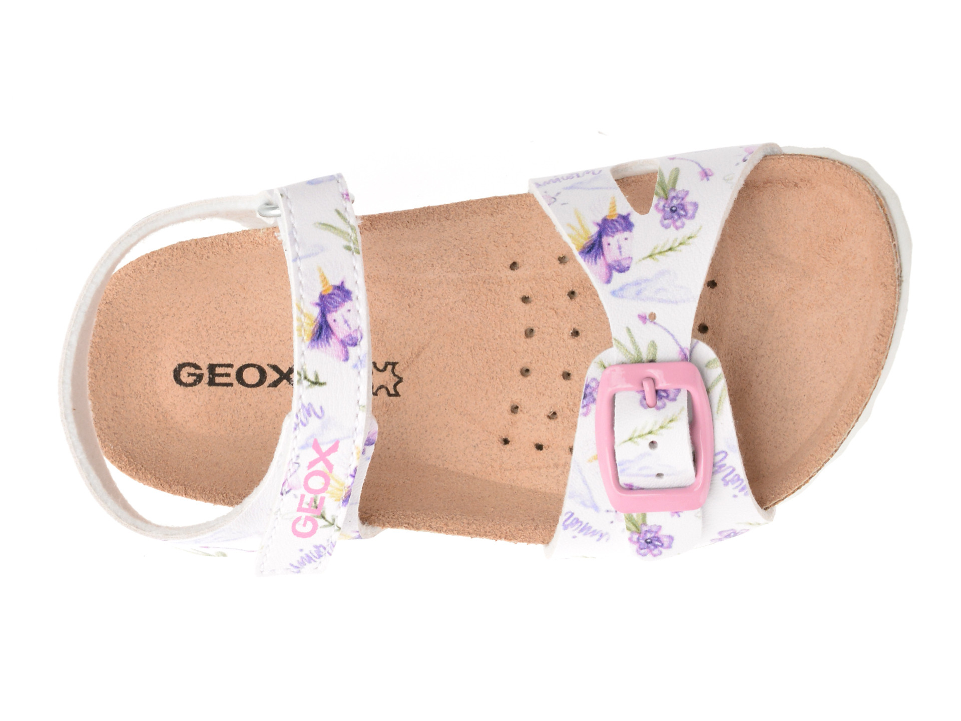 Sandale GEOX albe, J028MC, din piele ecologica