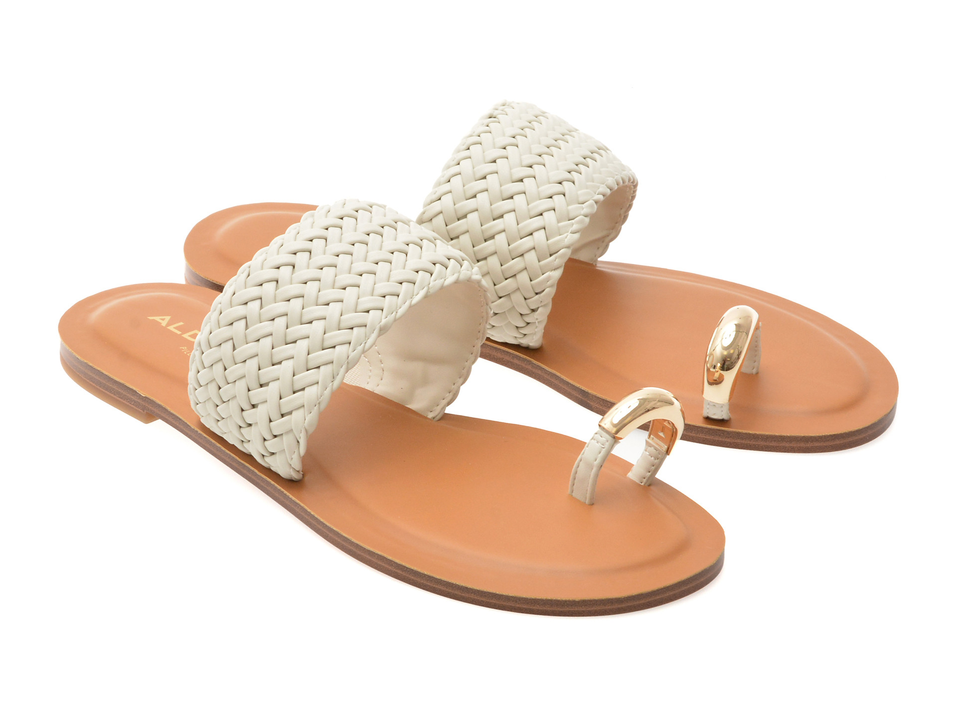 Papuci ALDO albi, BEACHWALK 121, din piele ecologica