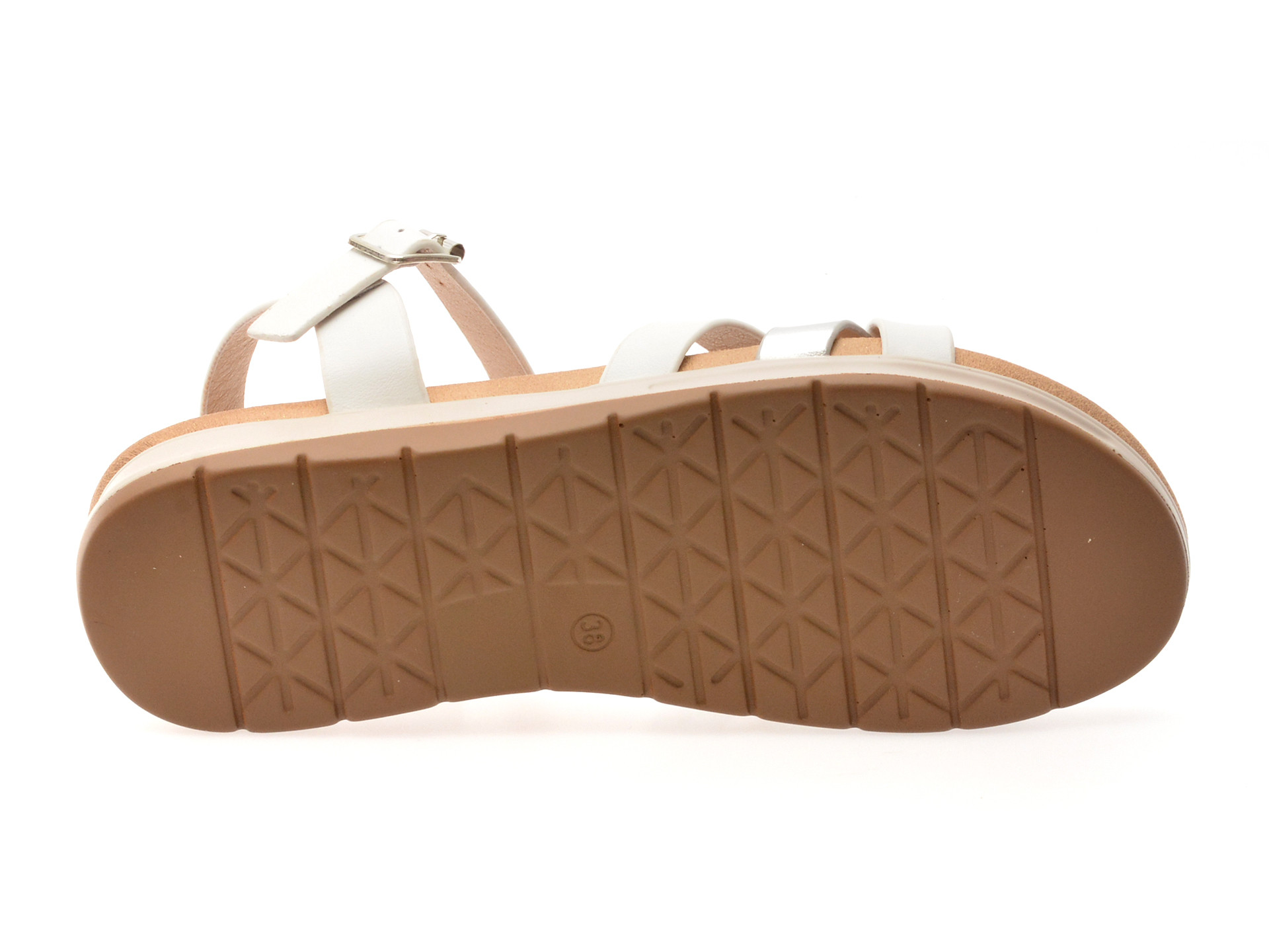 Sandale IMAGE albe, 70423, din piele naturala