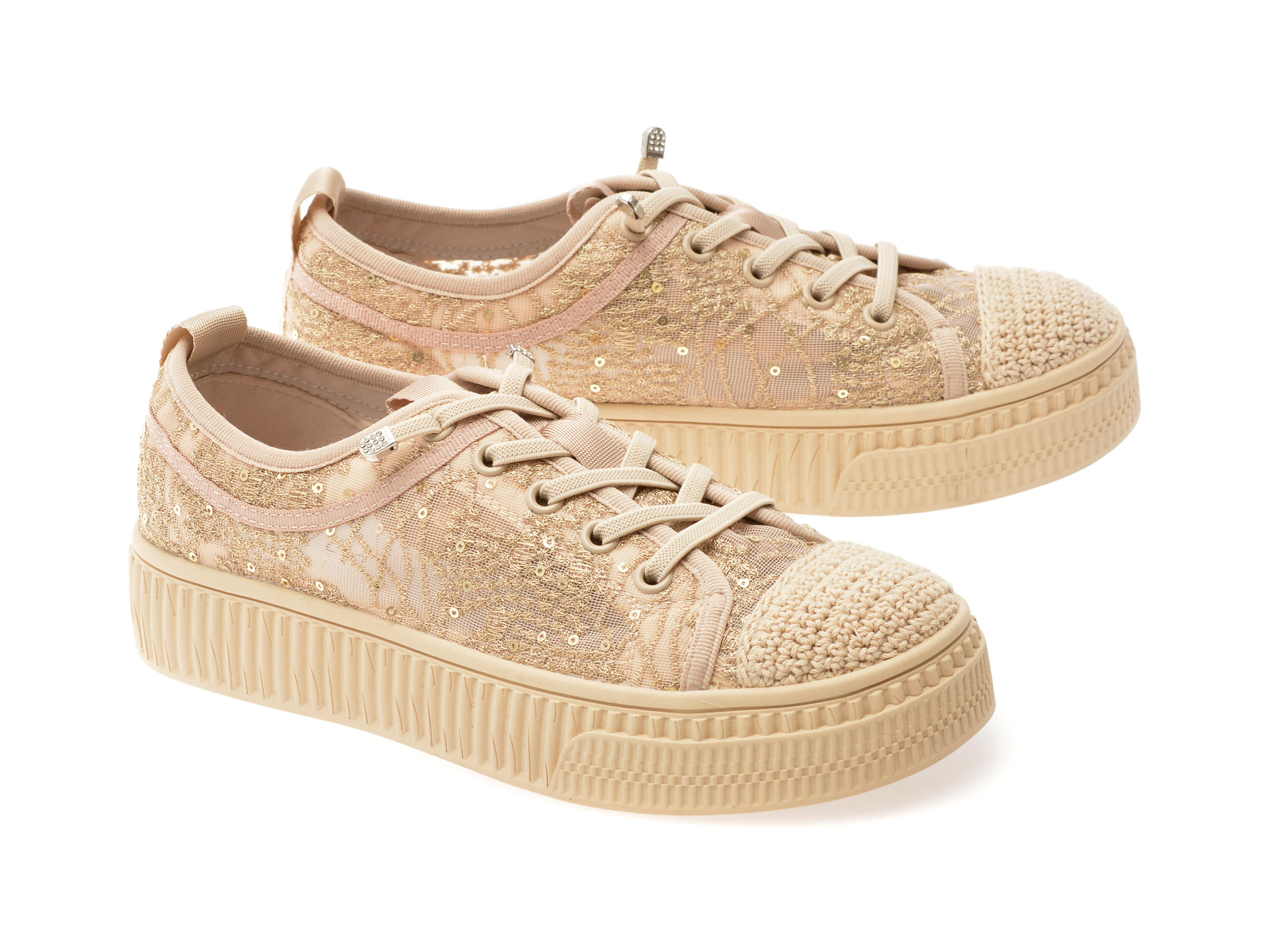 Pantofi EPICA aurii, 5063, din material textil