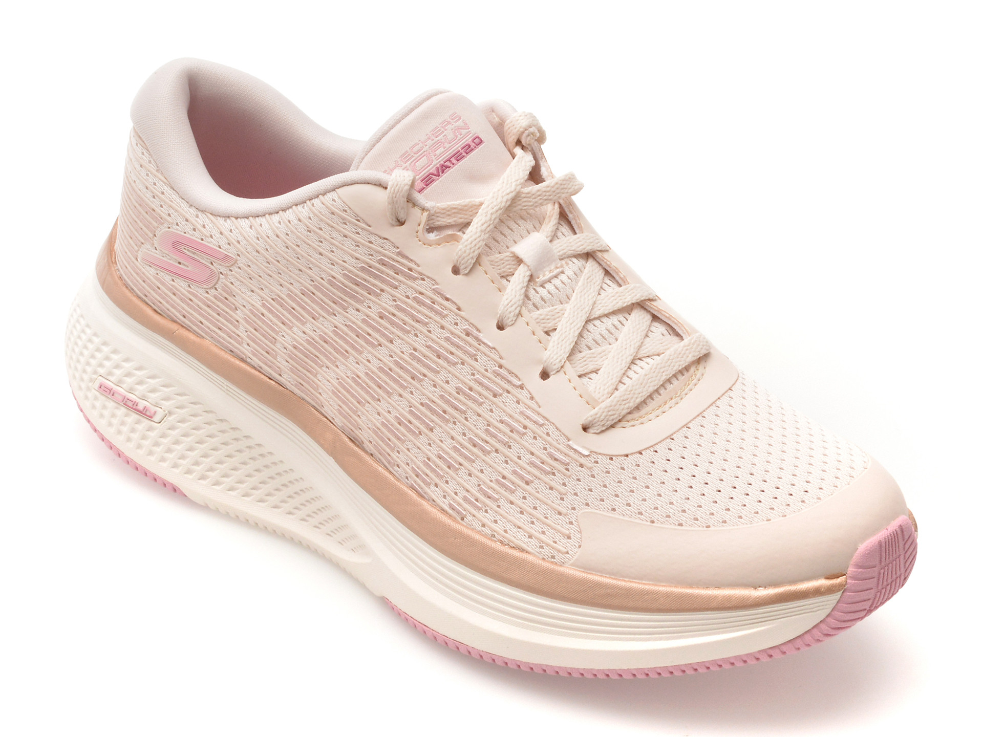Pantofi sport SKECHERS nude, GO RUN ELEVATE 2.0, din material textil
