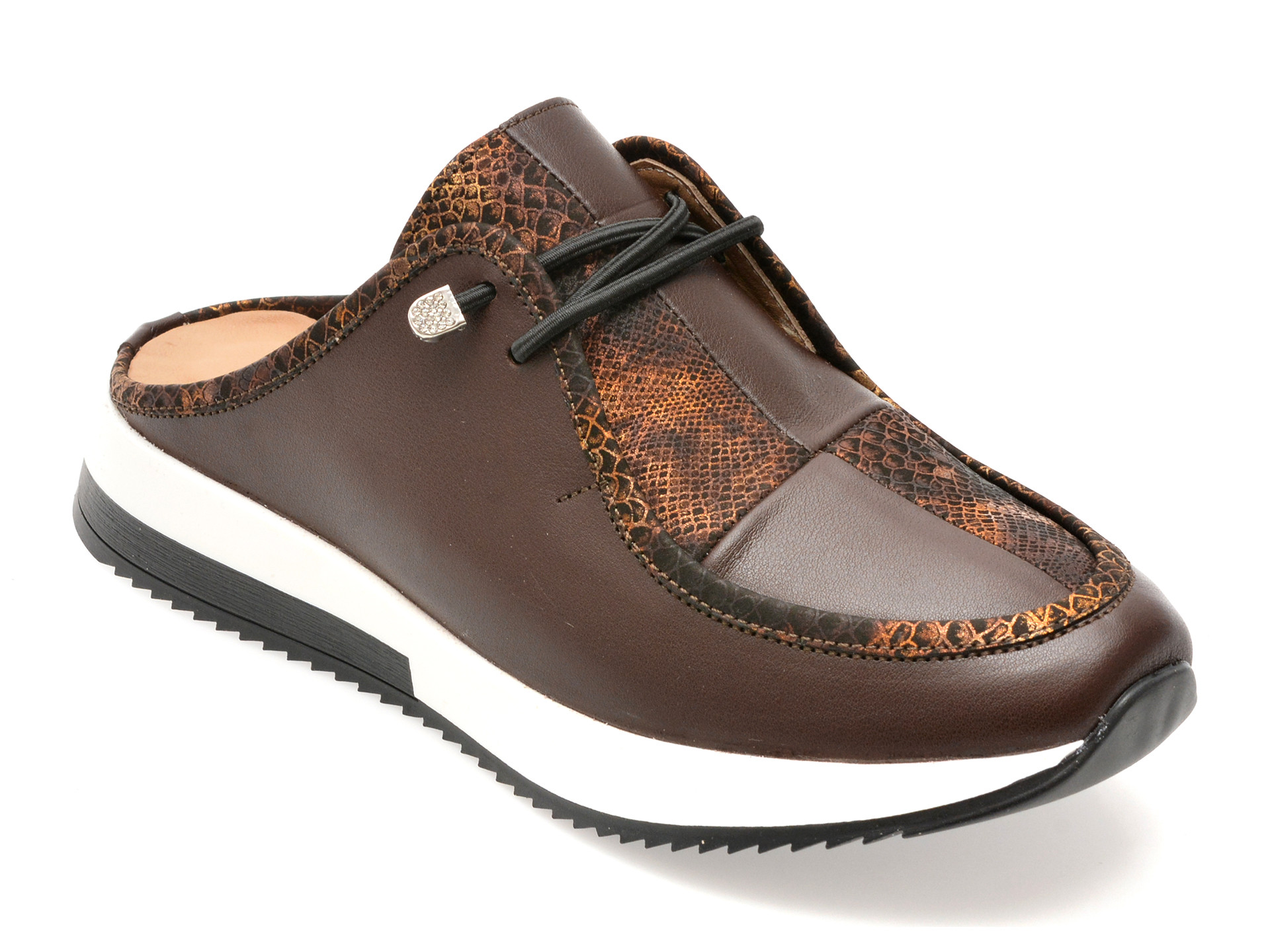 Papuci EPICA negri, 241Y100, din piele naturala