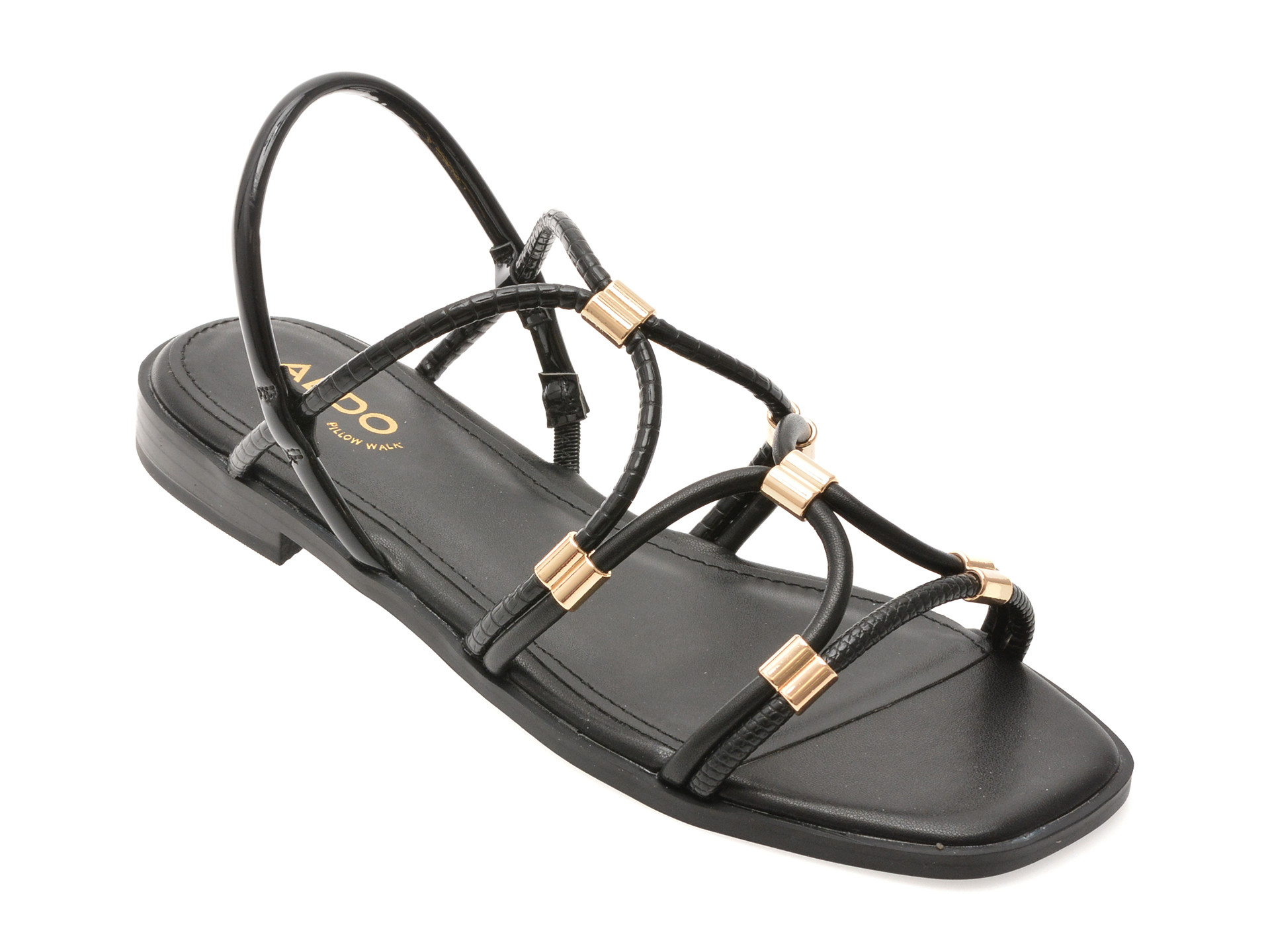 Sandale ALDO negre, BYCHAN 001, din piele ecologica