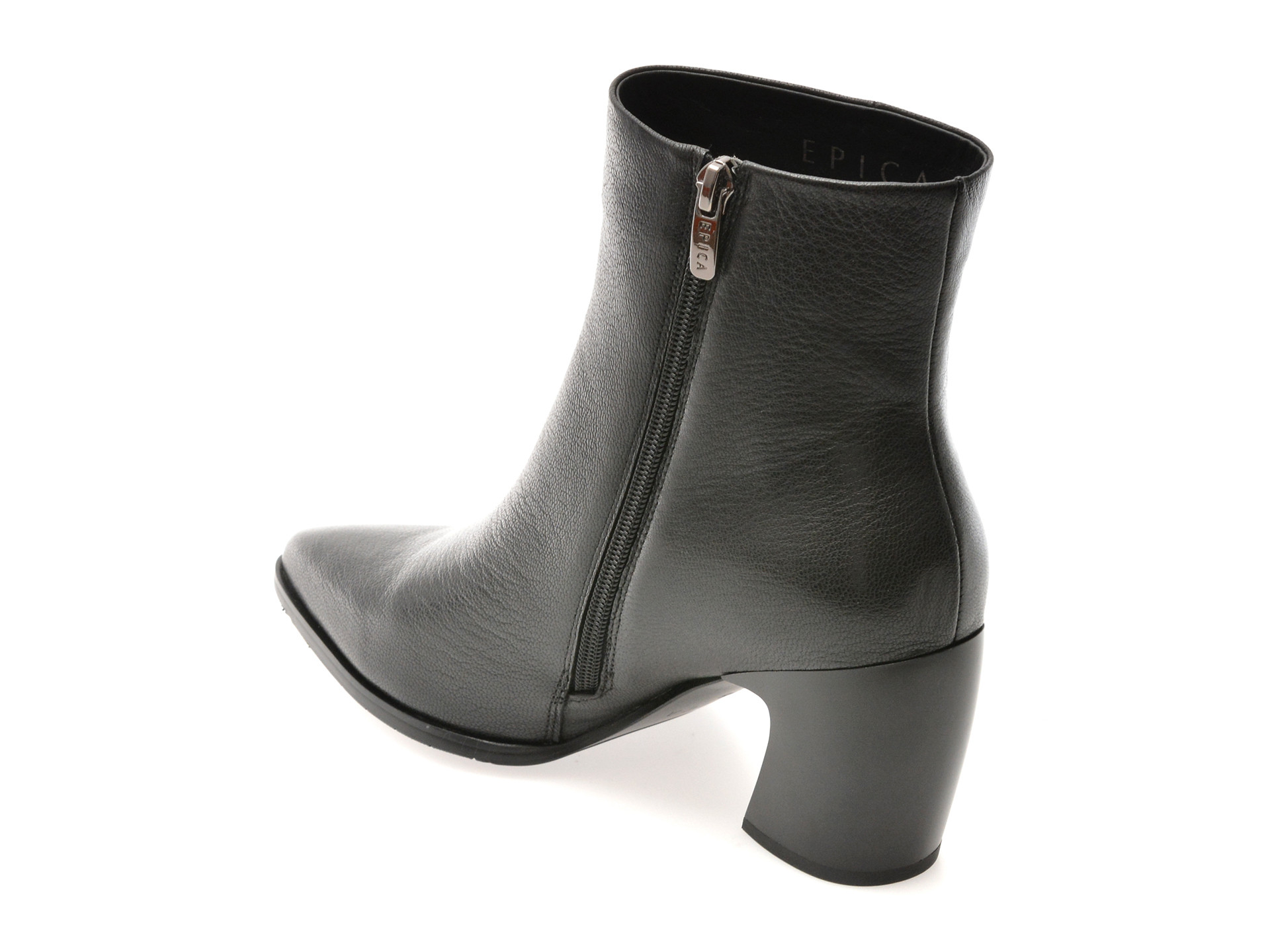 Botine elegante EPICA negre, B233, din piele naturala