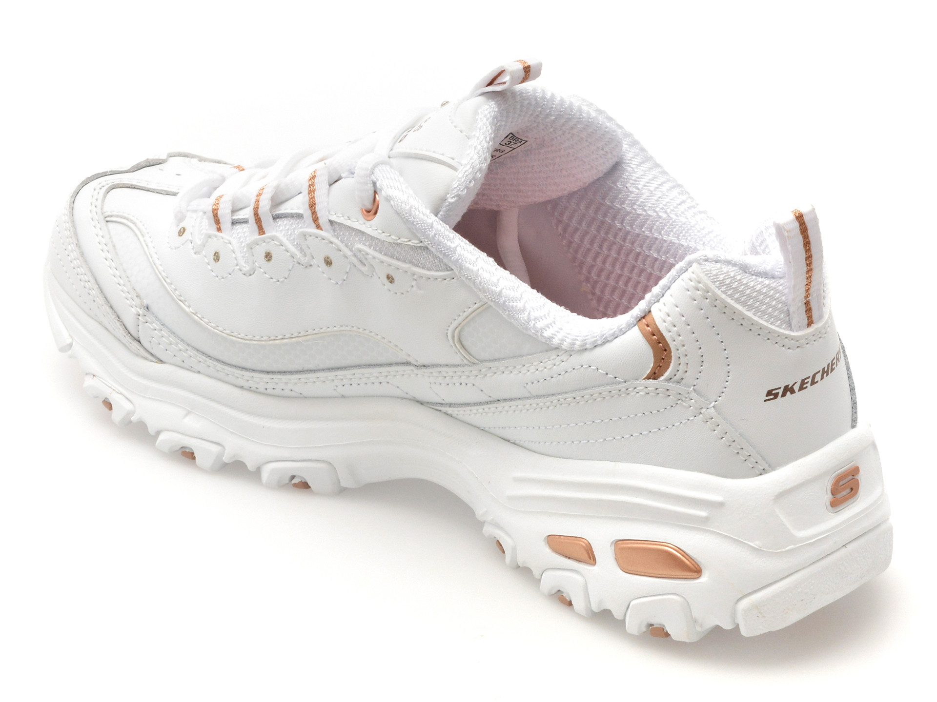 Pantofi sport SKECHERS albi, D LITES, din piele ecologica
