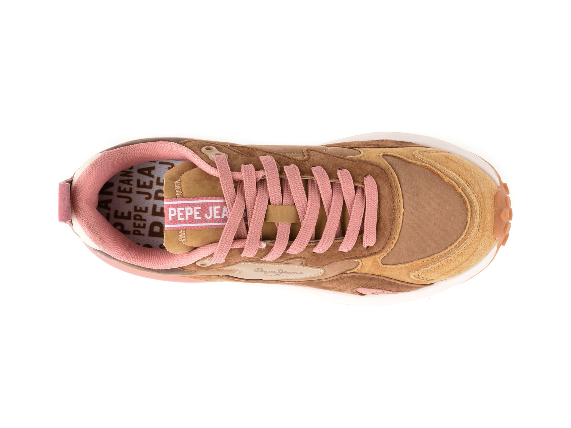 Pantofi sport PEPE JEANS maro, LS60013, din material textil si piele naturala