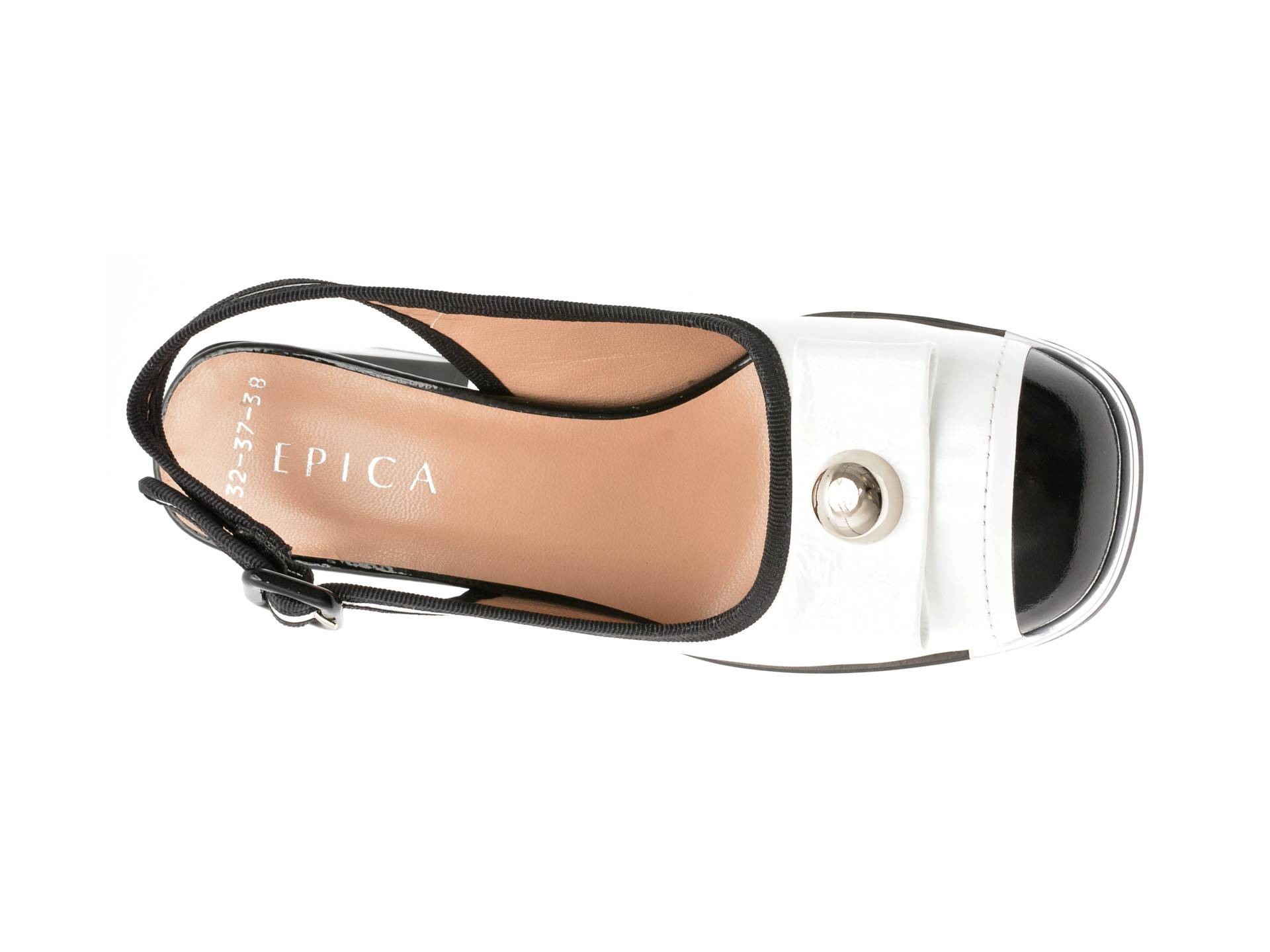 Sandale epica alb negru 6020232 din piele naturala lacuita