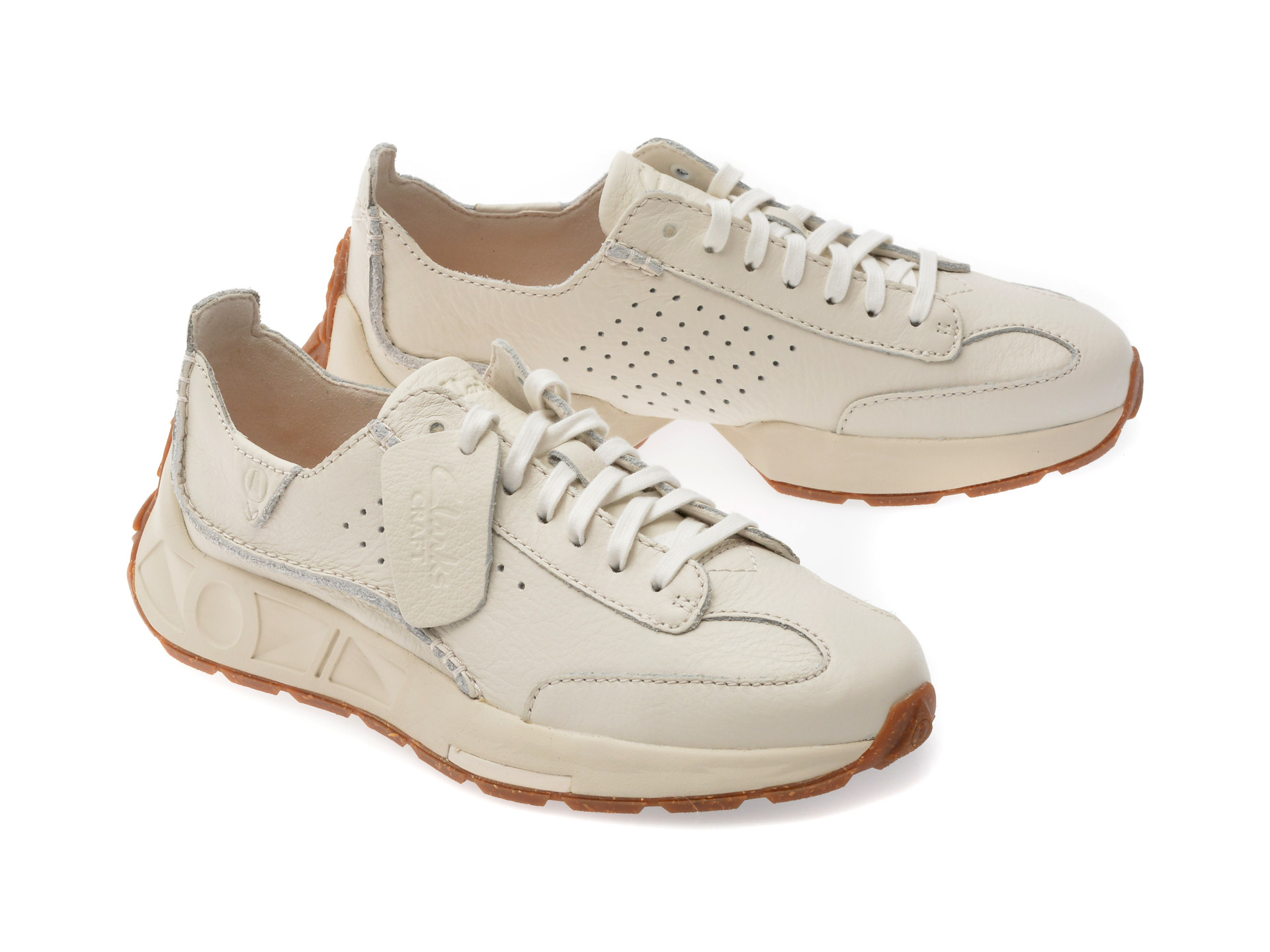 Pantofi sport CLARKS albi, CRAFT SPEED, din piele naturala