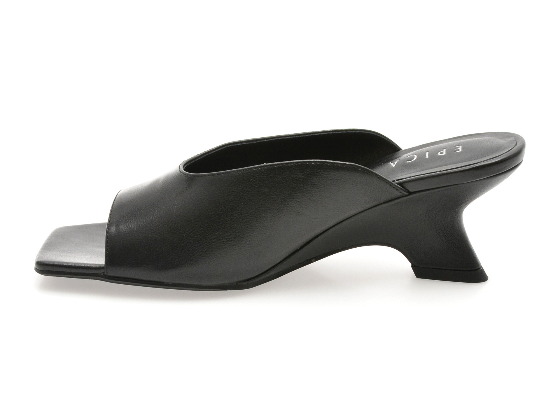 Papuci EPICA negri, 1F7073, din piele naturala