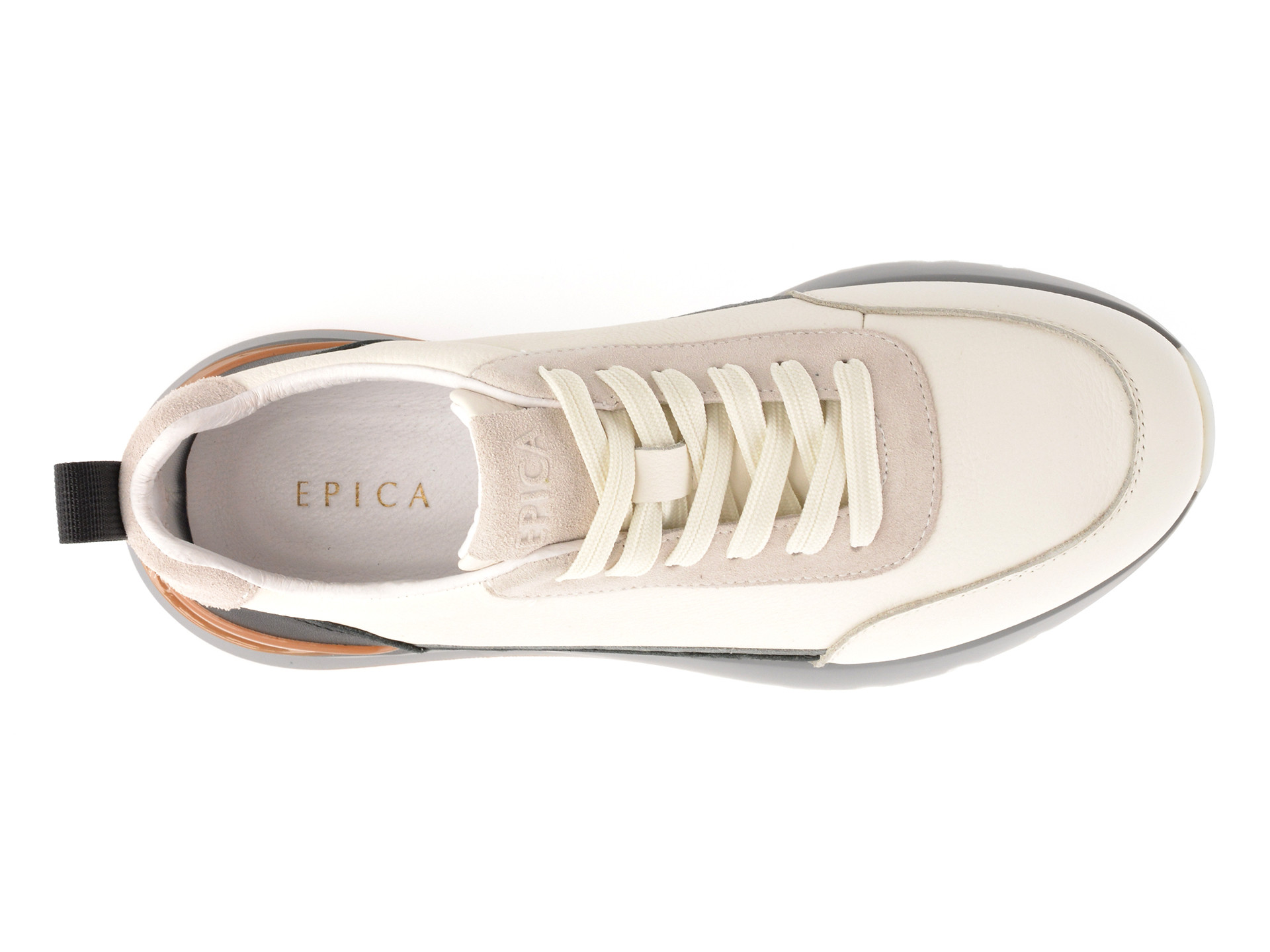 Pantofi sport EPICA albi, LN14, din piele naturala