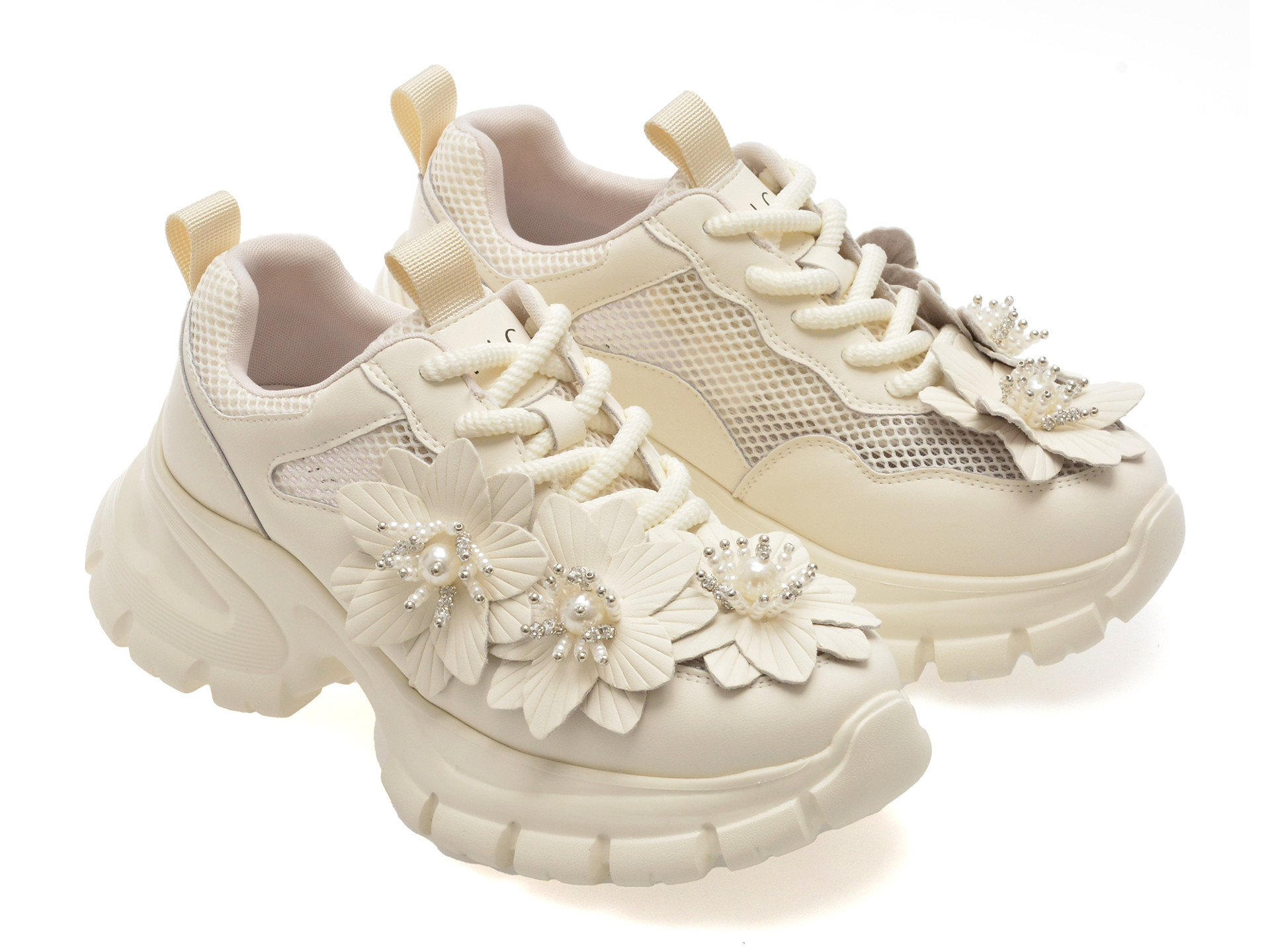 Pantofi sport EPICA albi, 2W99, din material textil