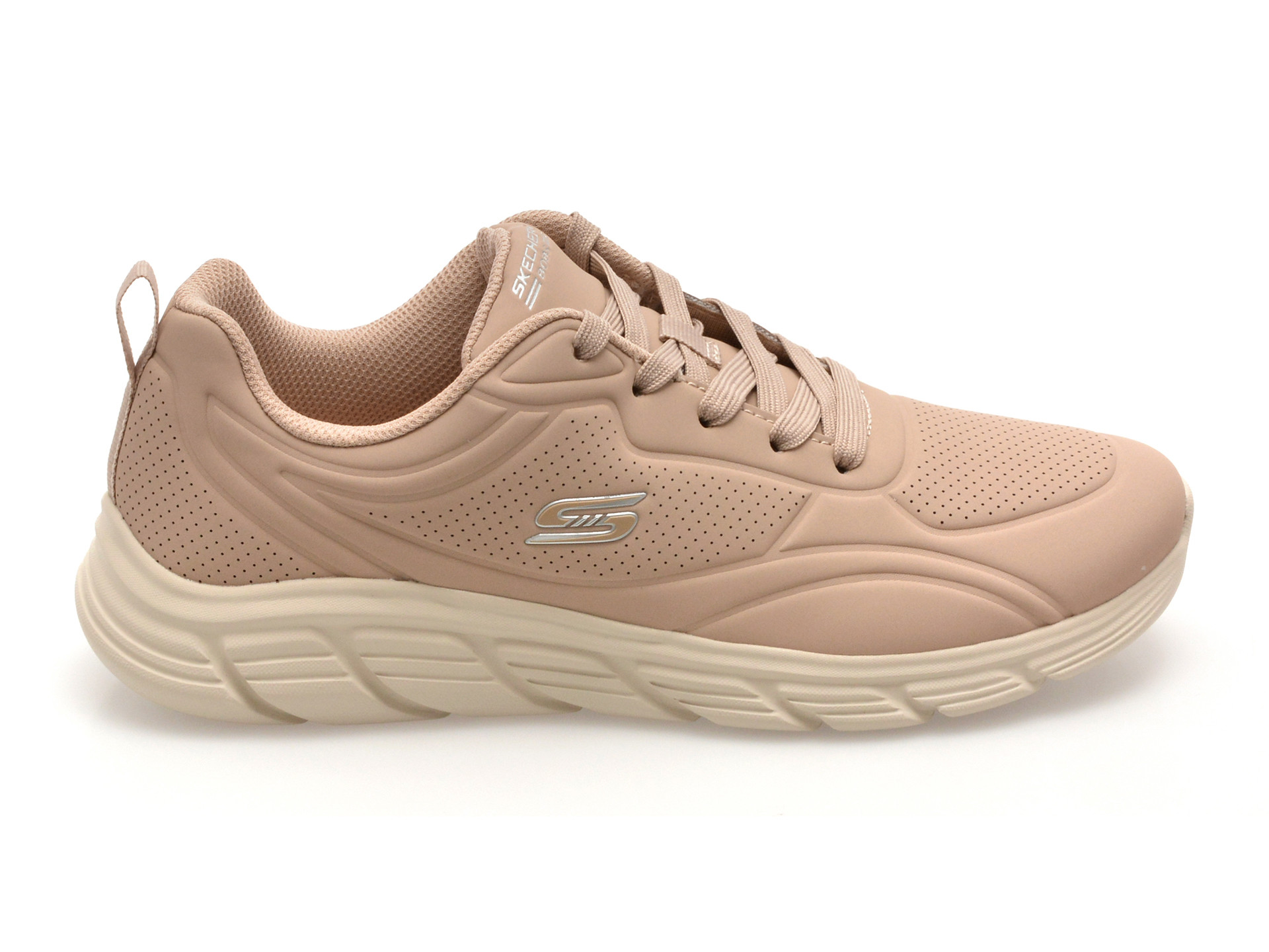 Pantofi sport SKECHERS nude, BOBS B FLEX LO, din piele ecologica