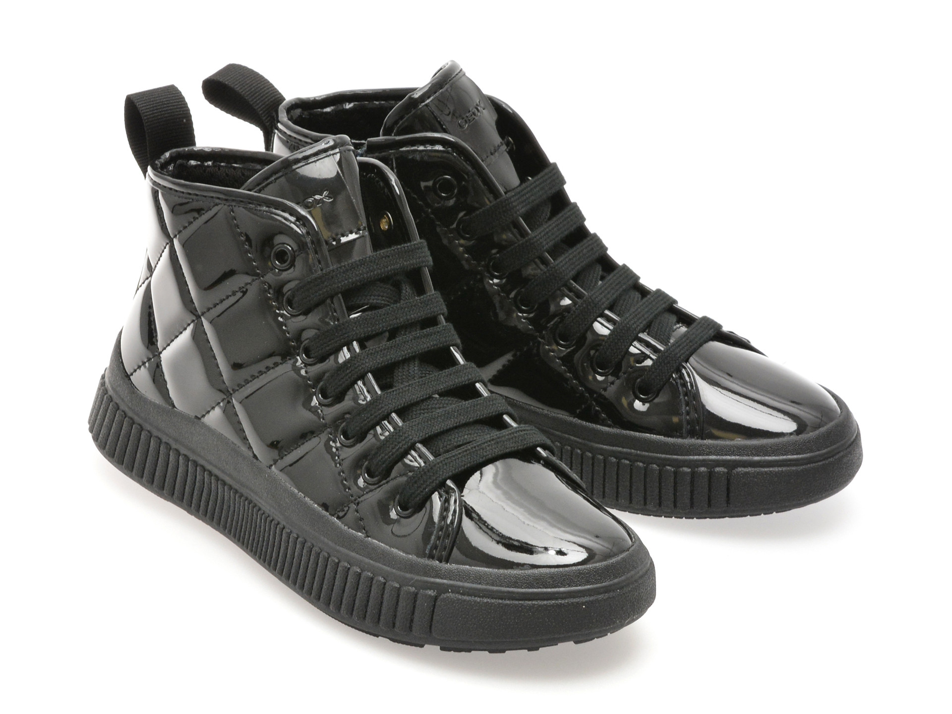 Ghete GEOX negre, J56M3F, din piele ecologica lacuita