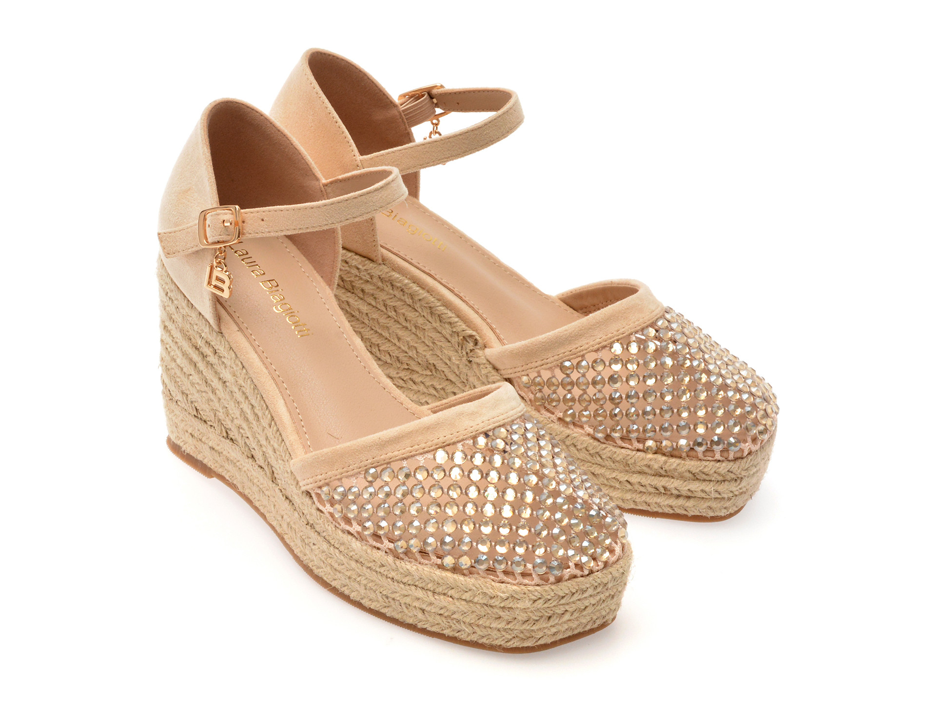 Sandale LAURA BIAGIOTTI bej, 9103, din material textil