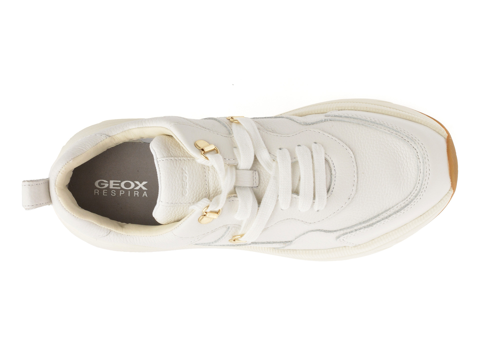 Pantofi sport GEOX albi, D36UFE, din piele naturala