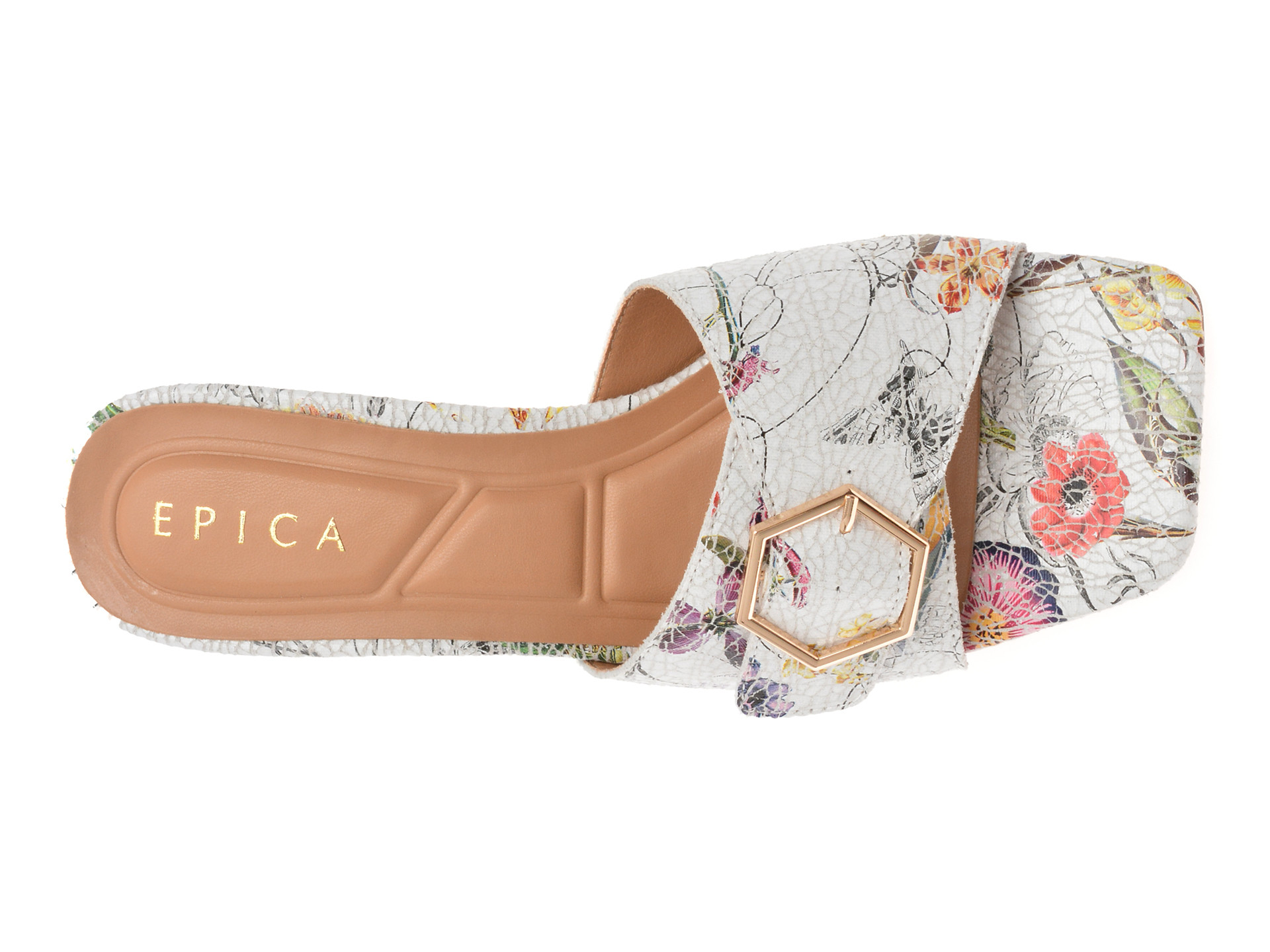 Papuci EPICA albi, 82987, din piele naturala