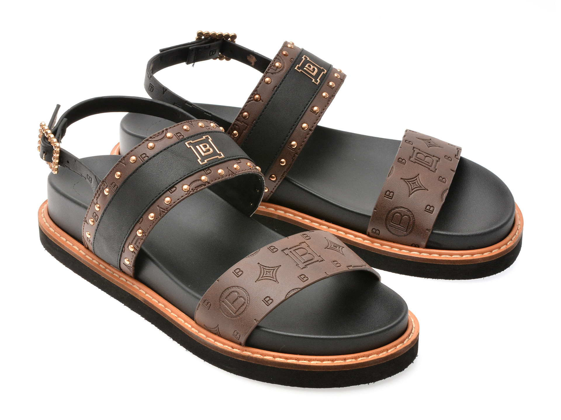 Sandale LAURA BIAGIOTTI maro, 9078, din piele ecologica