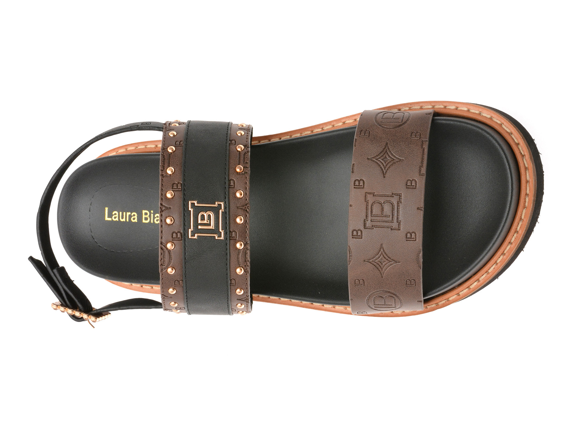 Sandale LAURA BIAGIOTTI maro, 9078, din piele ecologica