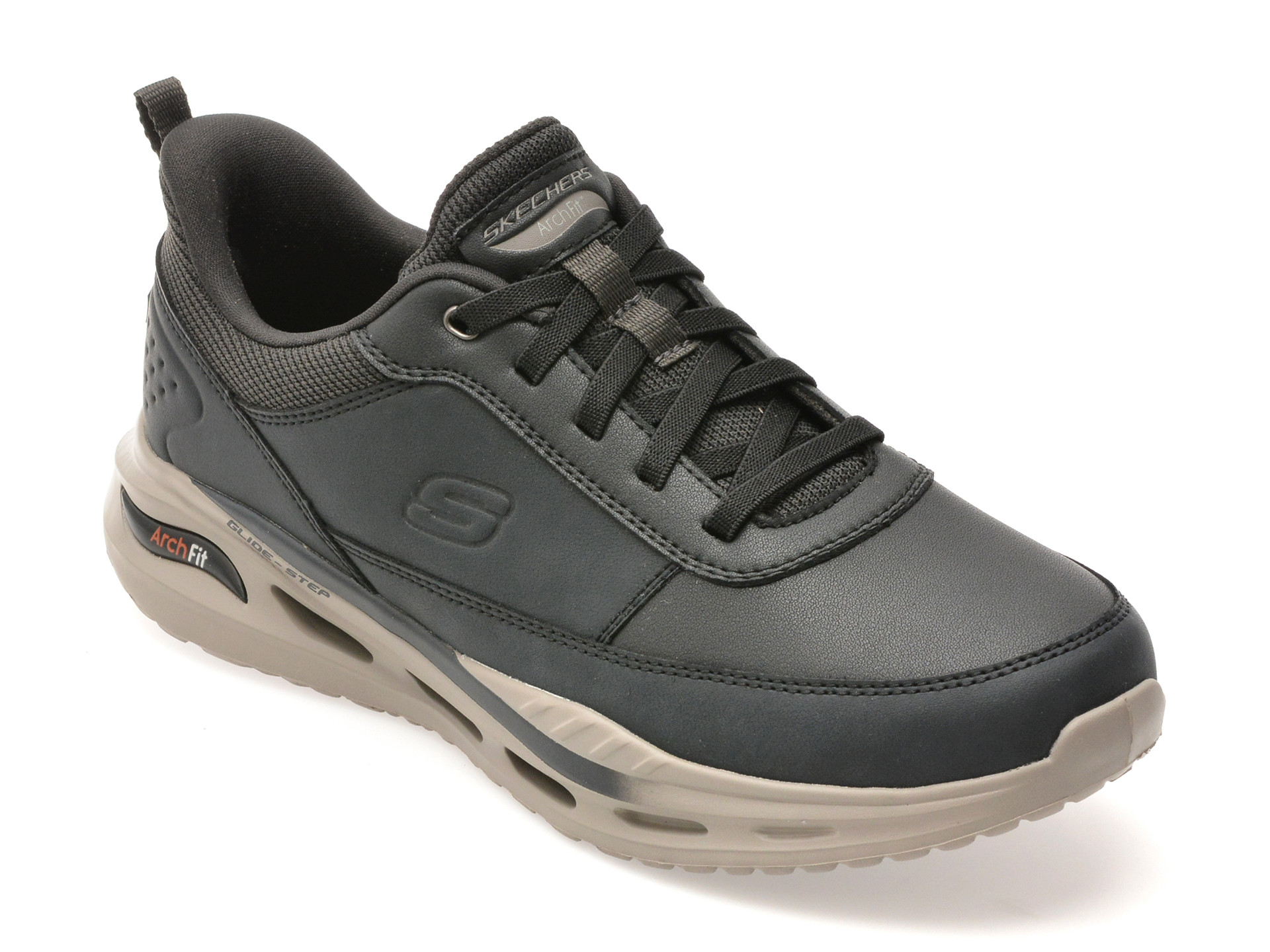 Pantofi sport SKECHERS negri, ARCH FIT ORVAN , din piele naturala