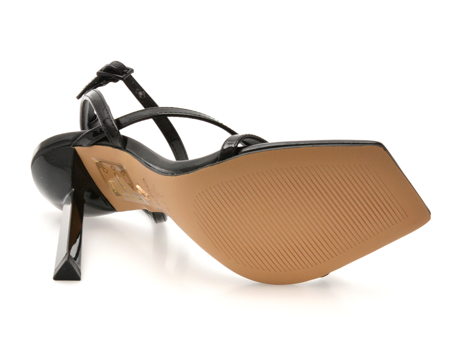 Sandale eleganti ALDO negre, SCINTILLA 001, din piele ecologica lacuita