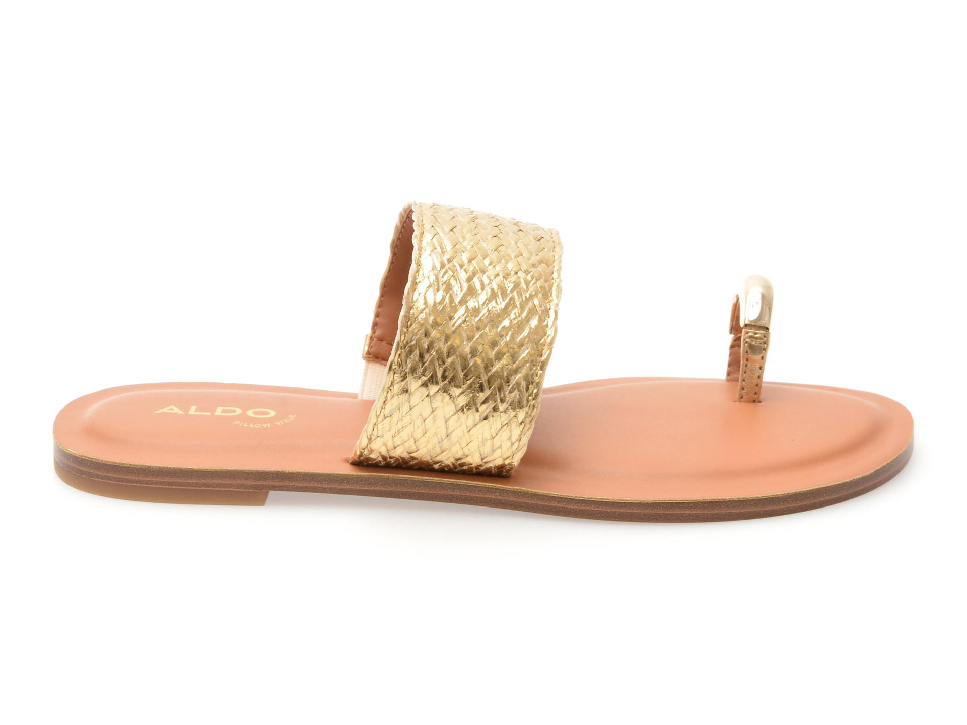 Papuci ALDO aurii, BEACH WALK 711, din piele ecologica