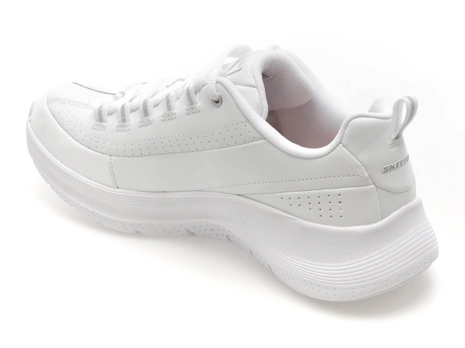 Pantofi sport SKECHERS albi, ARCH FIT 2.0, din piele naturala
