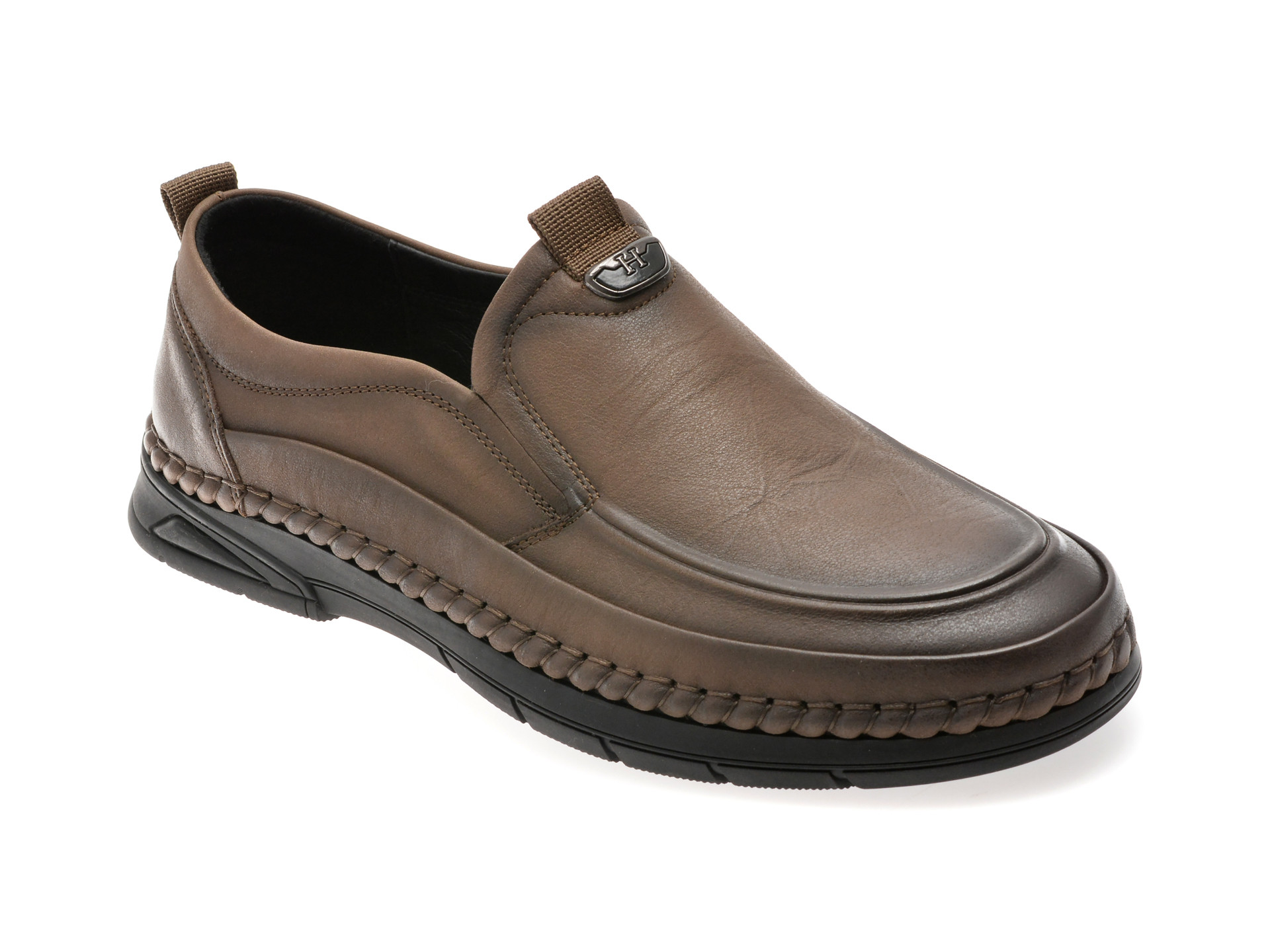Mocasini OTTER kaki, T8512, din piele naturala