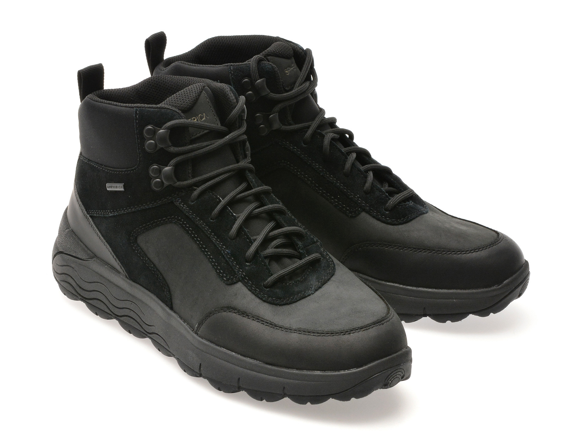 Ghete GEOX negre, U46FDB, din piele naturala