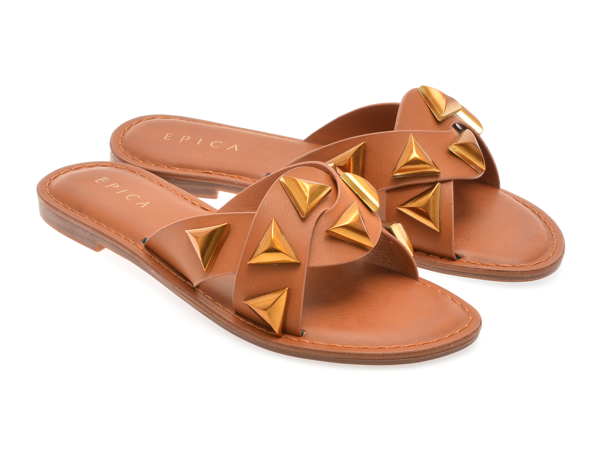 Papuci EPICA maro, 82922, din piele ecologica