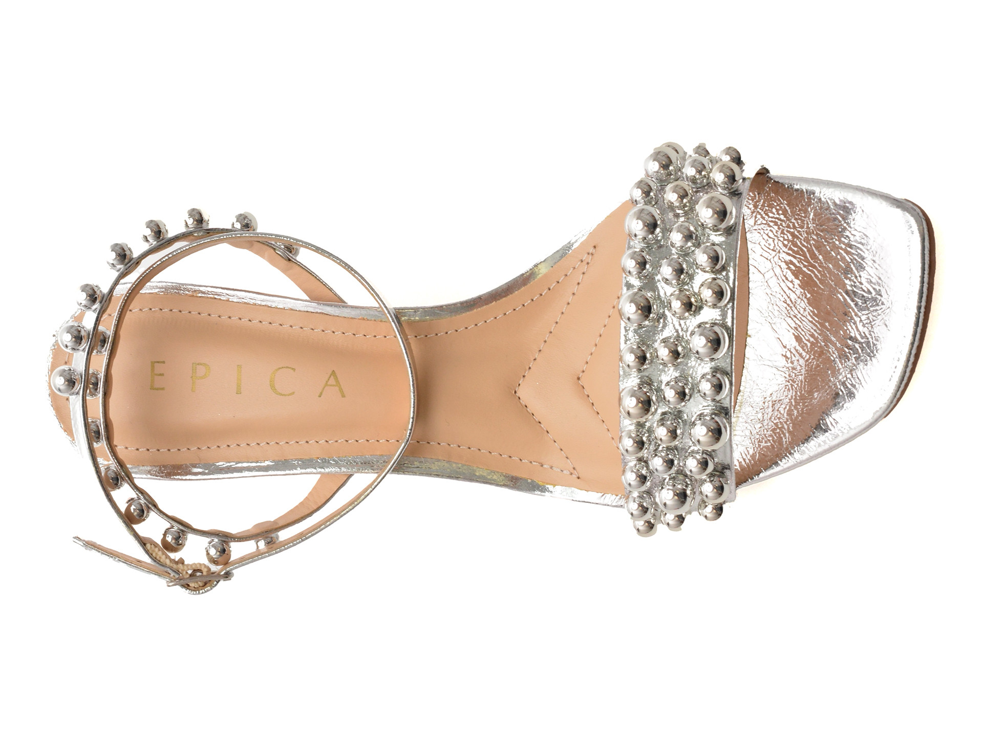 Sandale elegante EPICA argintii, 2541001, din piele naturala