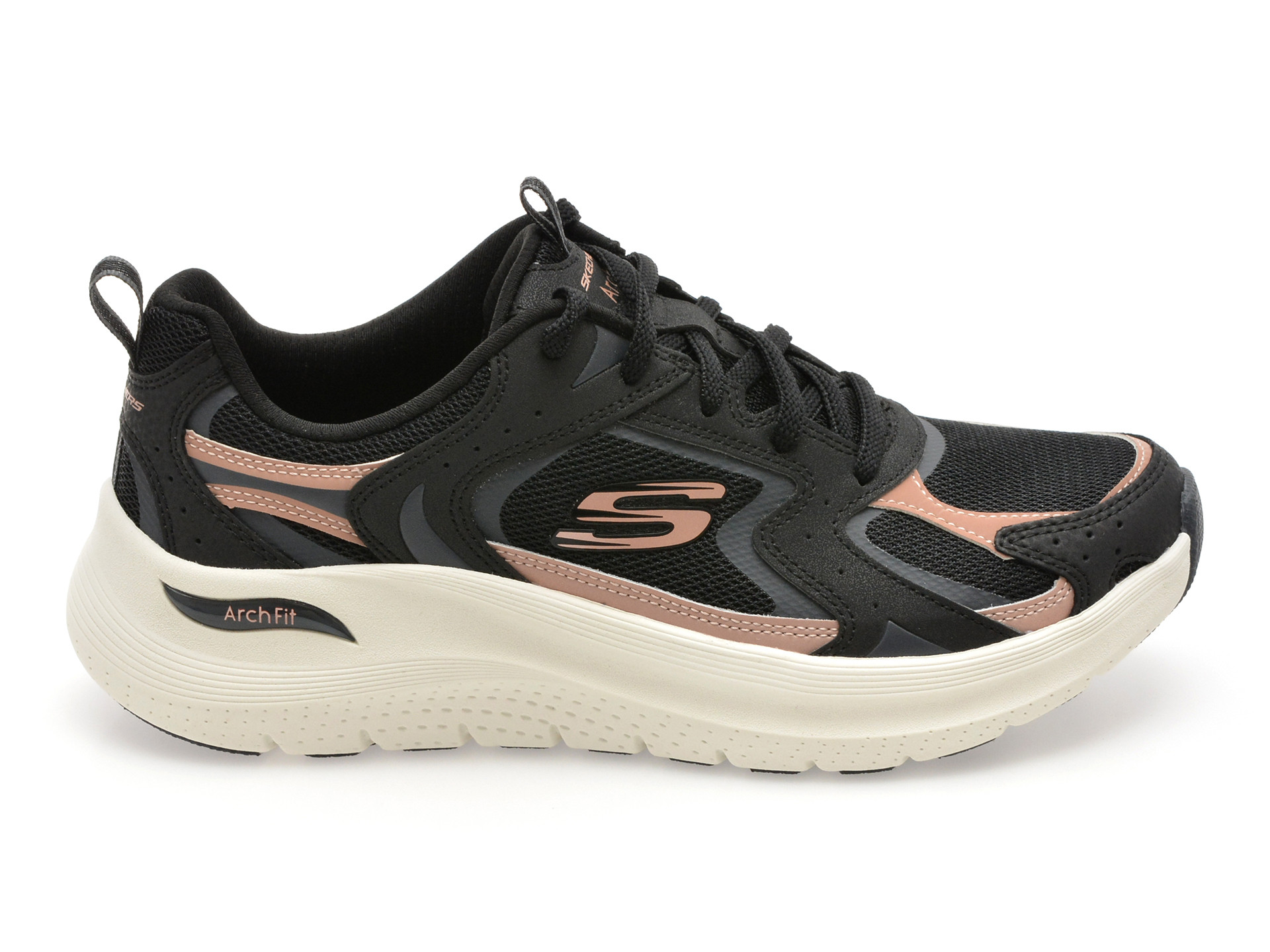 Pantofi sport SKECHERS negri, ARCH FIT 2.0, din material textil