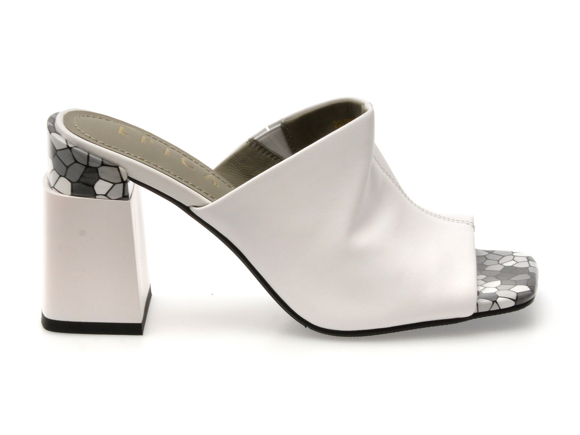 Papuci EPICA albi, 22L909, din piele naturala