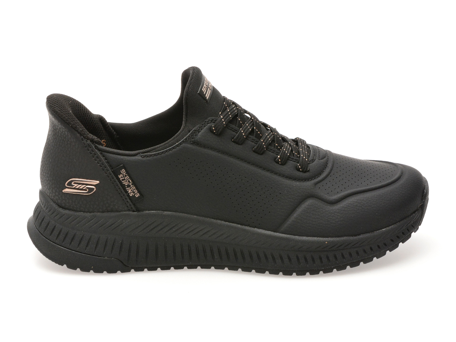Pantofi sport SKECHERS negri, BOBS SQUAD 4, din piele ecologica